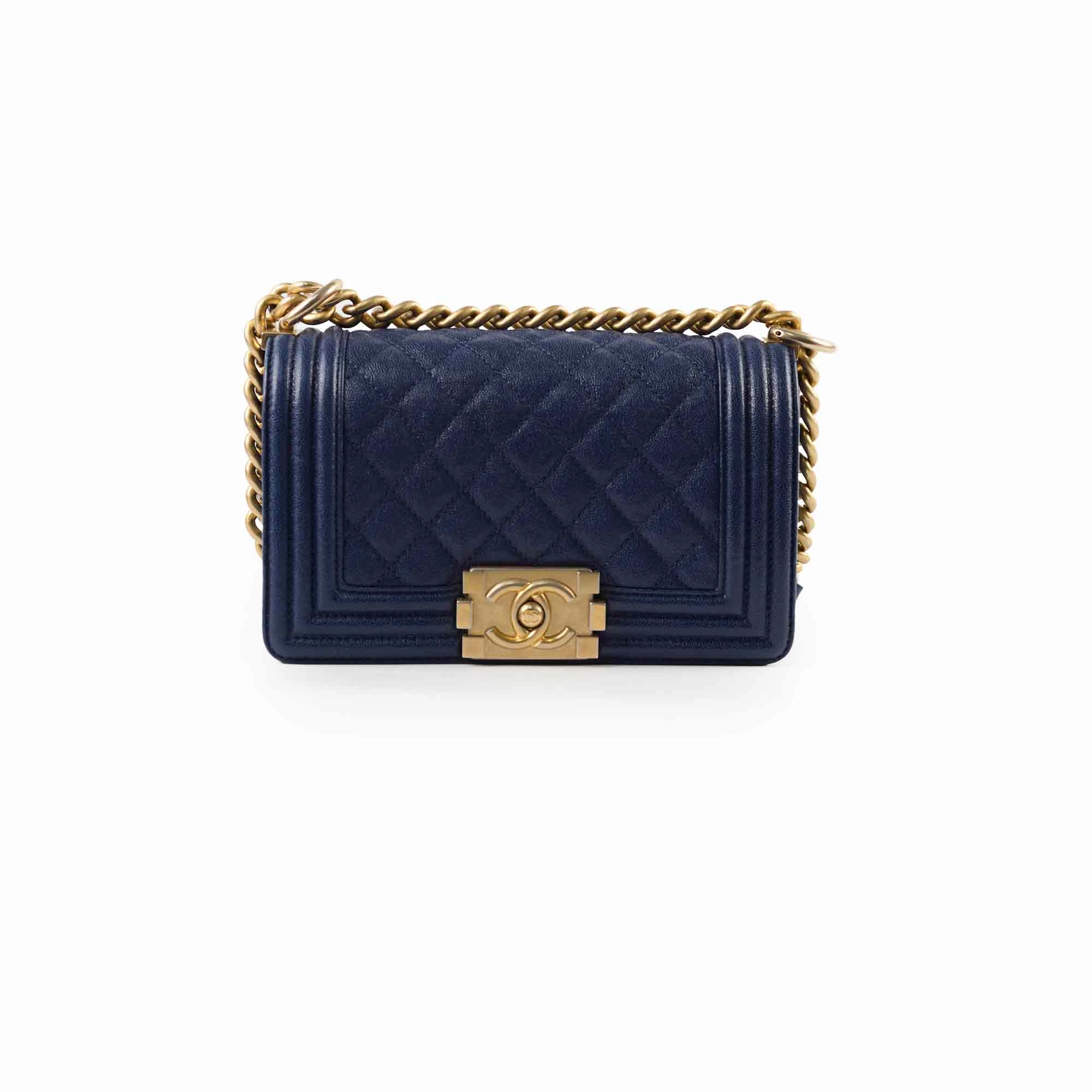 Chanel Small Boy Caviar Bag Navy 26 Series