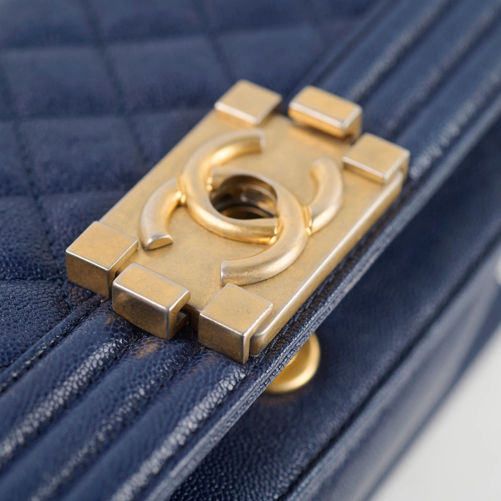 Chanel Small Boy Caviar Bag Navy 26 Series