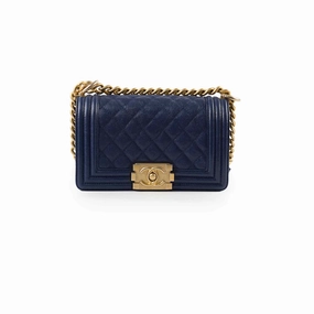 Chanel Small Boy Caviar Bag Navy 26 Series