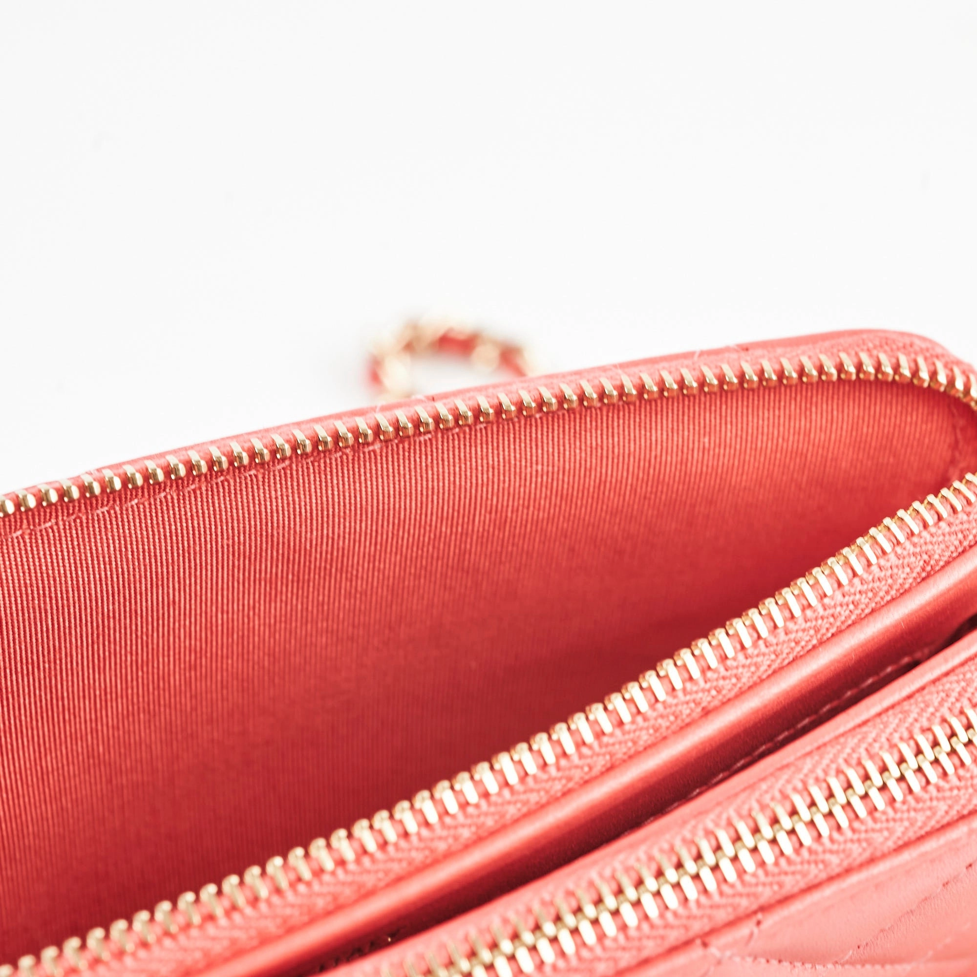 Chanel Small Camelia CC Clucth with Chain Coral