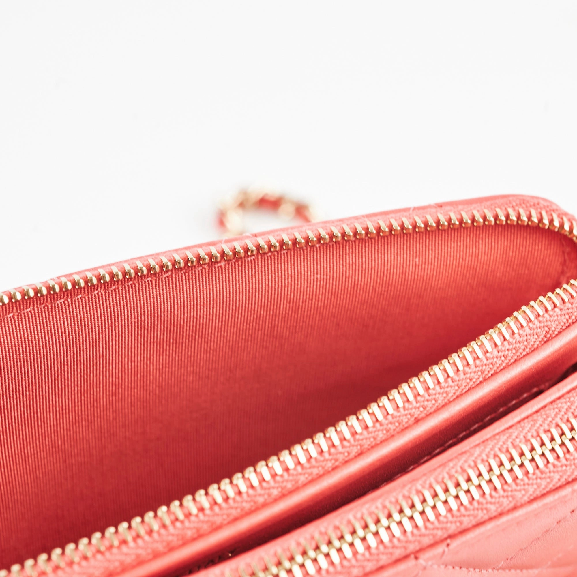 Chanel Small Camelia CC Clucth with Chain Coral
