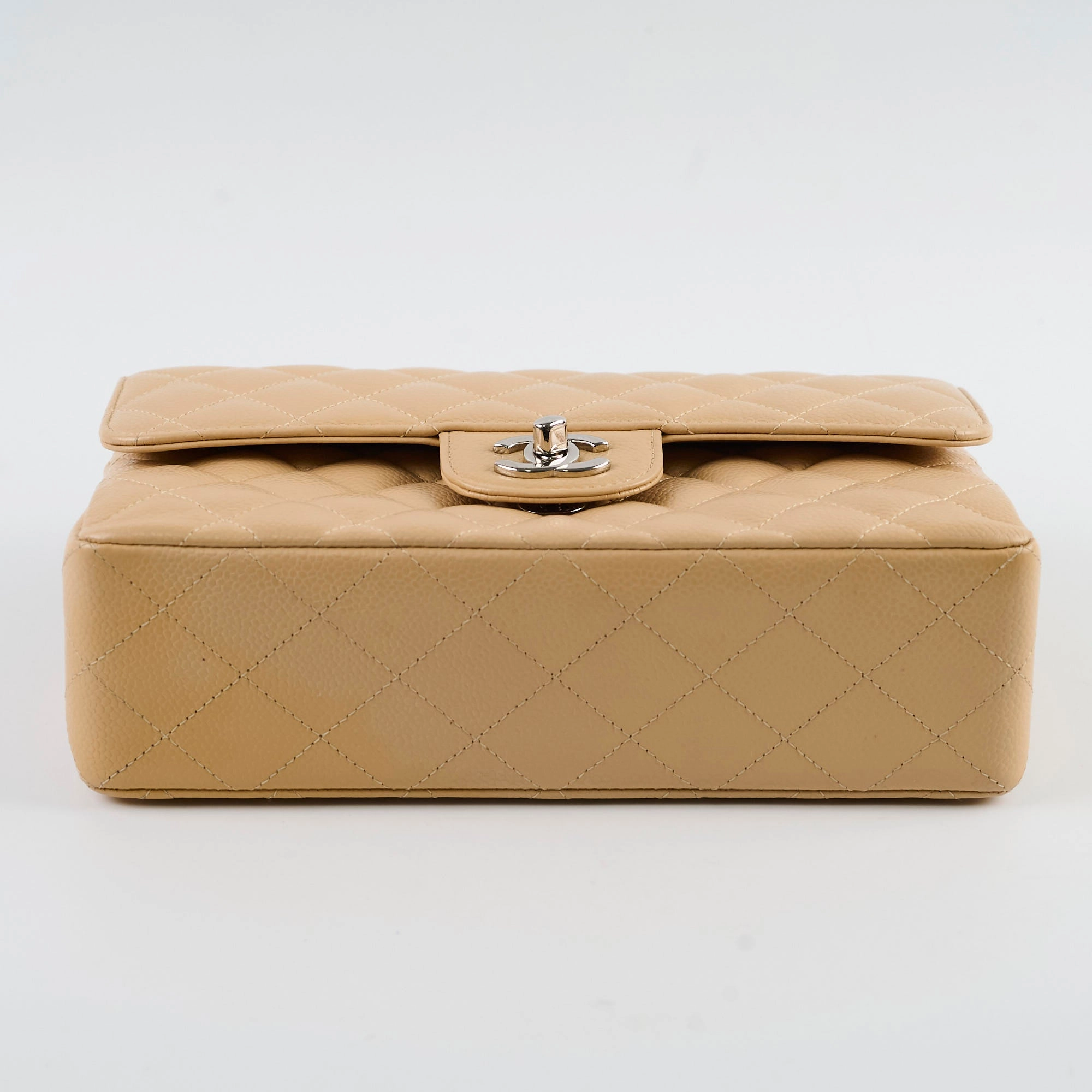 Chanel Small Caviar Double Classic Flap Beige Clair