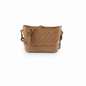 Chanel Small Chevron Grabrielle Bag Beige