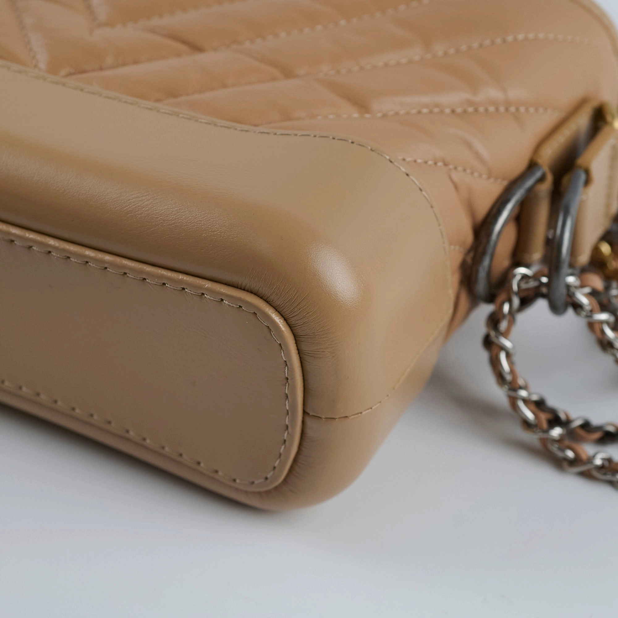 Chanel Small Chevron Grabrielle Bag Beige