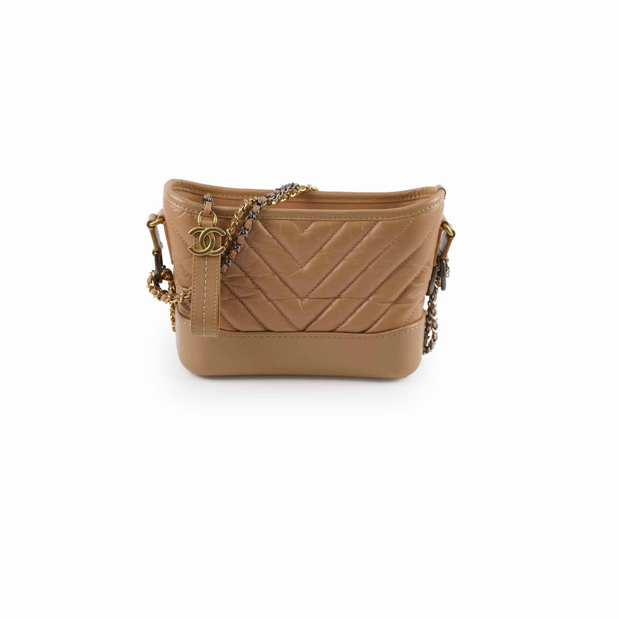 Chanel Small Chevron Grabrielle Bag Beige