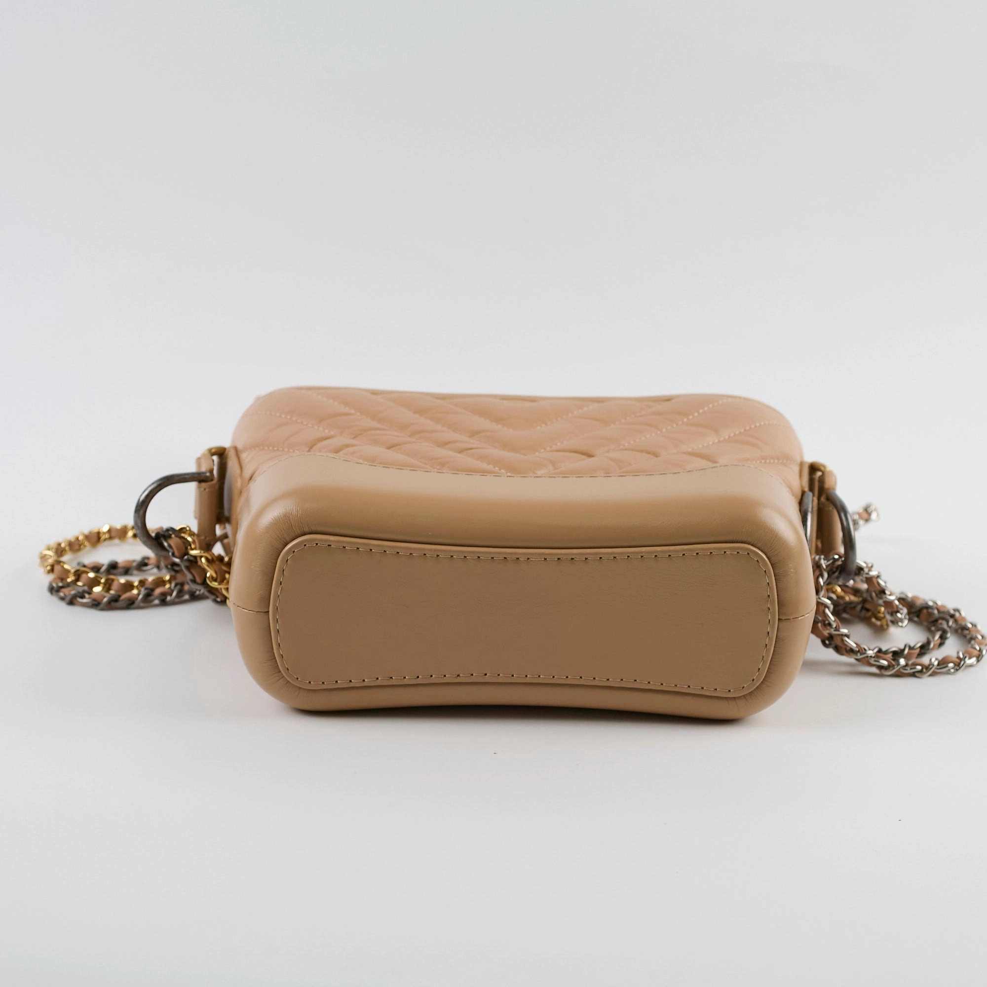 Chanel Small Chevron Grabrielle Bag Beige