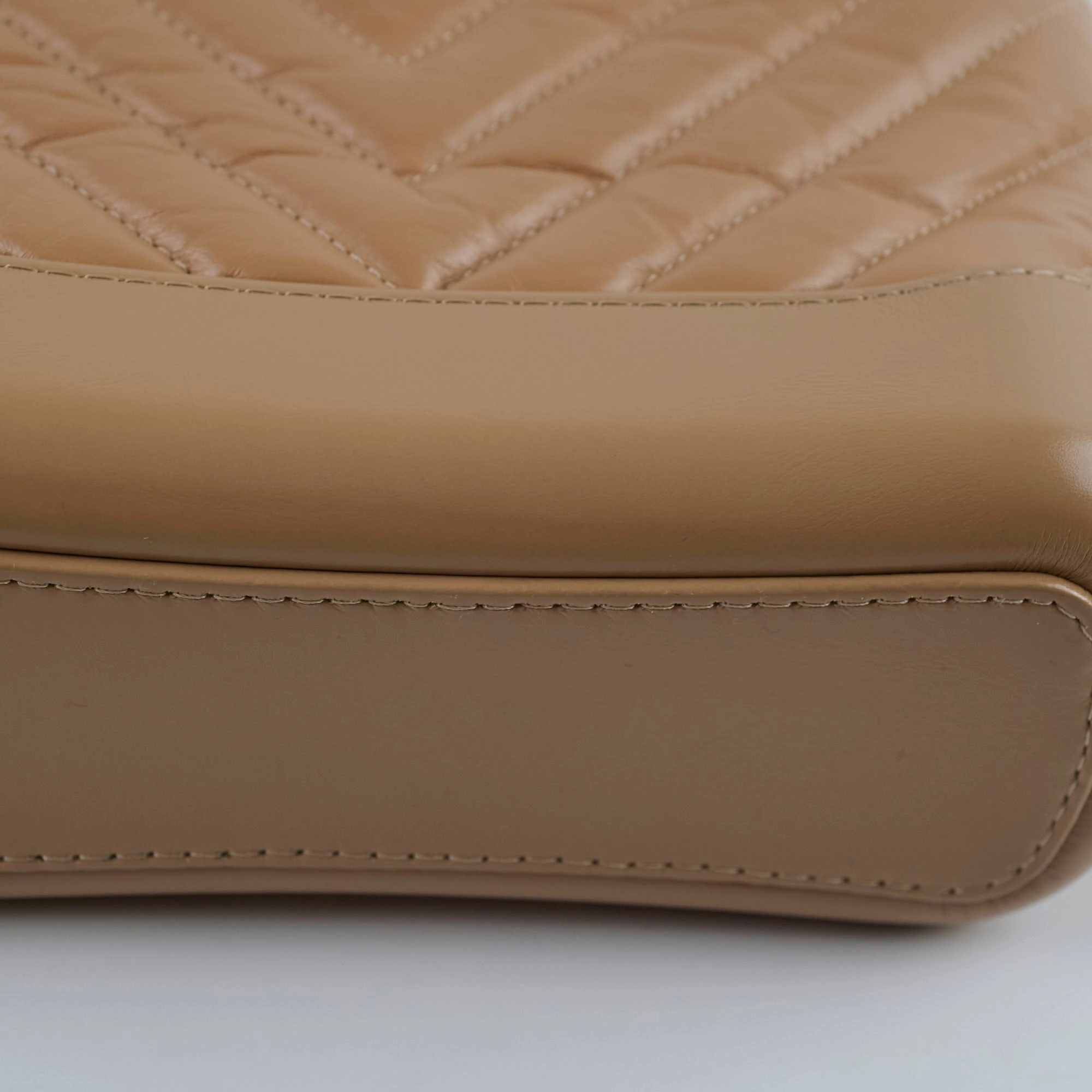 Chanel Small Chevron Grabrielle Bag Beige
