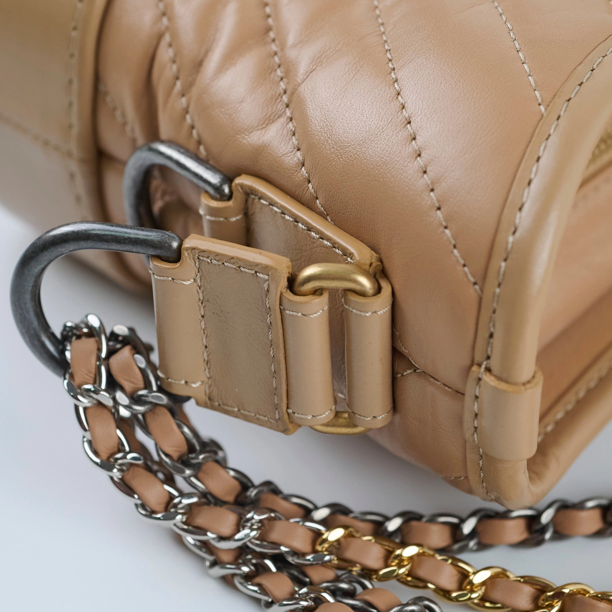 Chanel Small Chevron Grabrielle Bag Beige