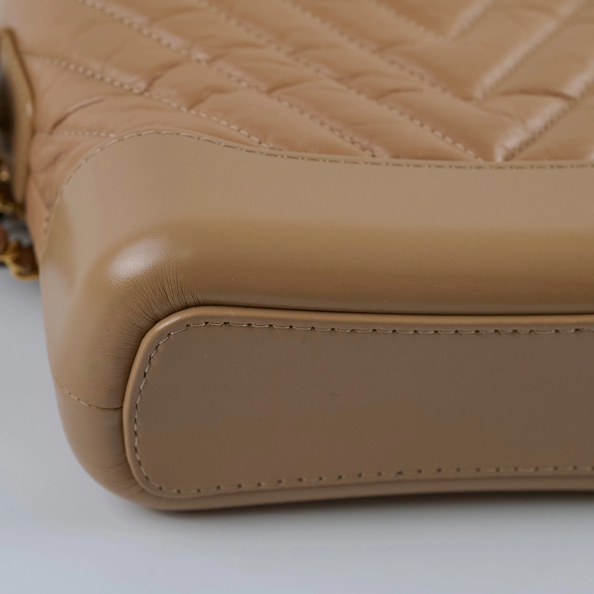 Chanel Small Chevron Grabrielle Bag Beige