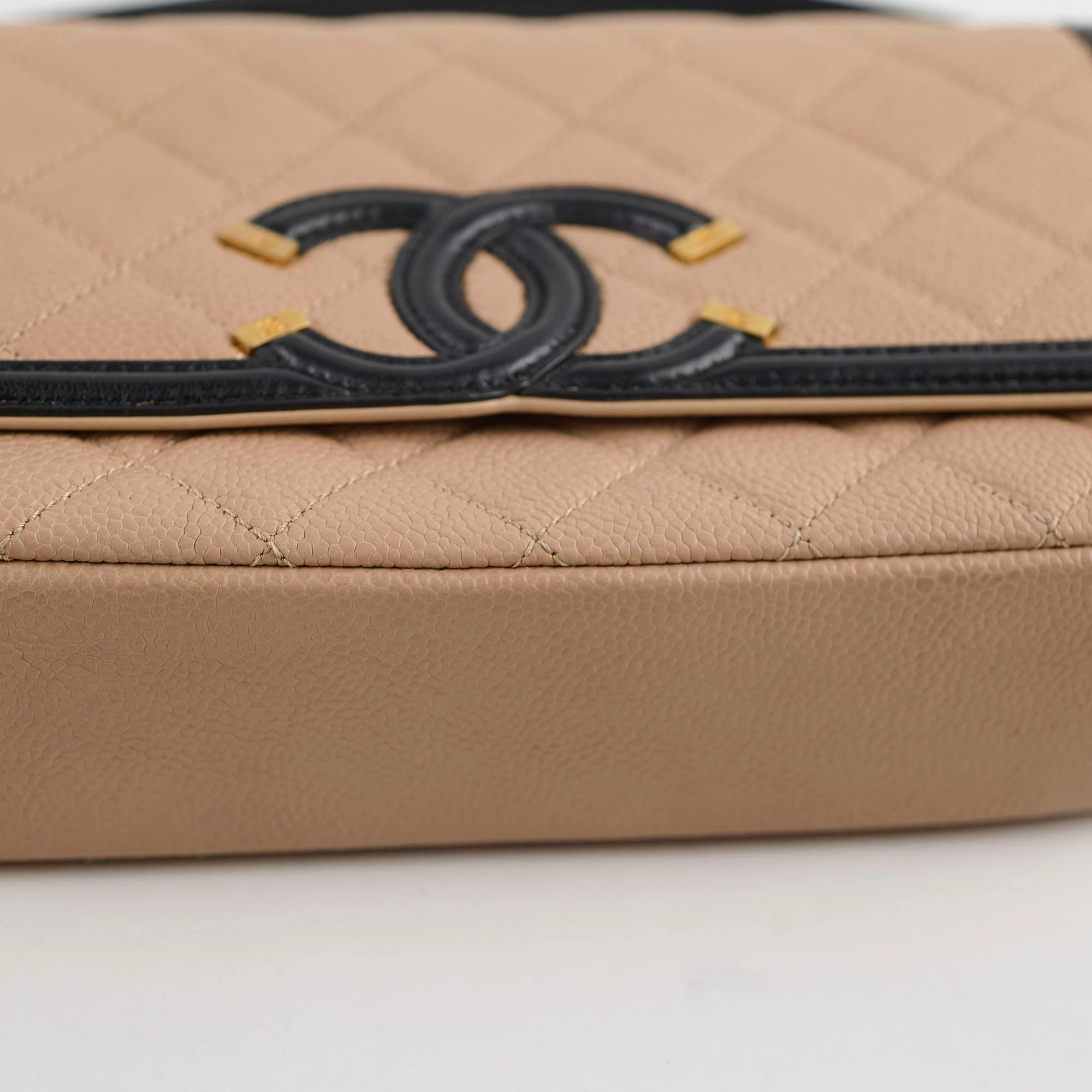Chanel Small Filigree Beige Caviar Crossbody - Series 23