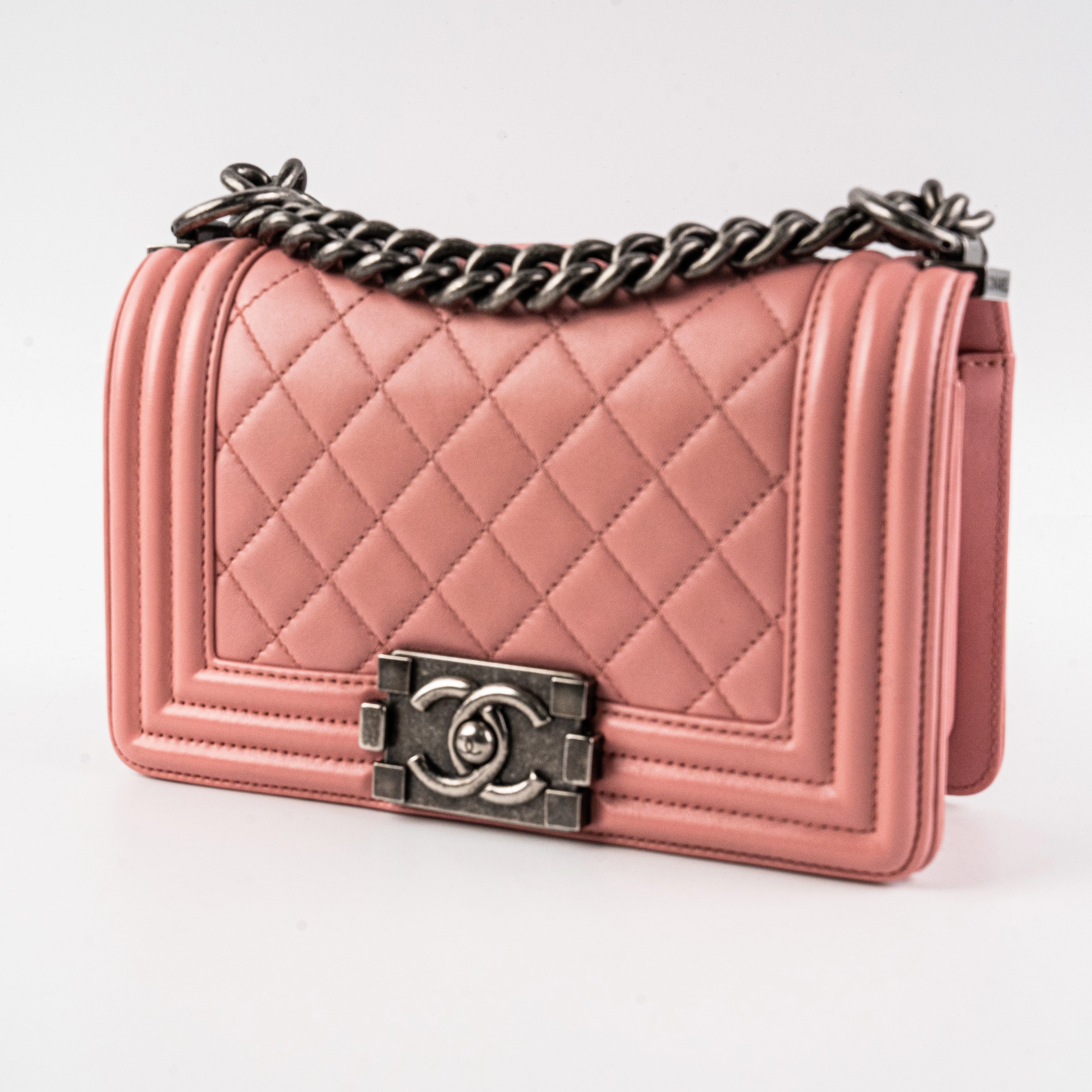 Chanel Small Lambskin Boy Pink Crossbody Bag