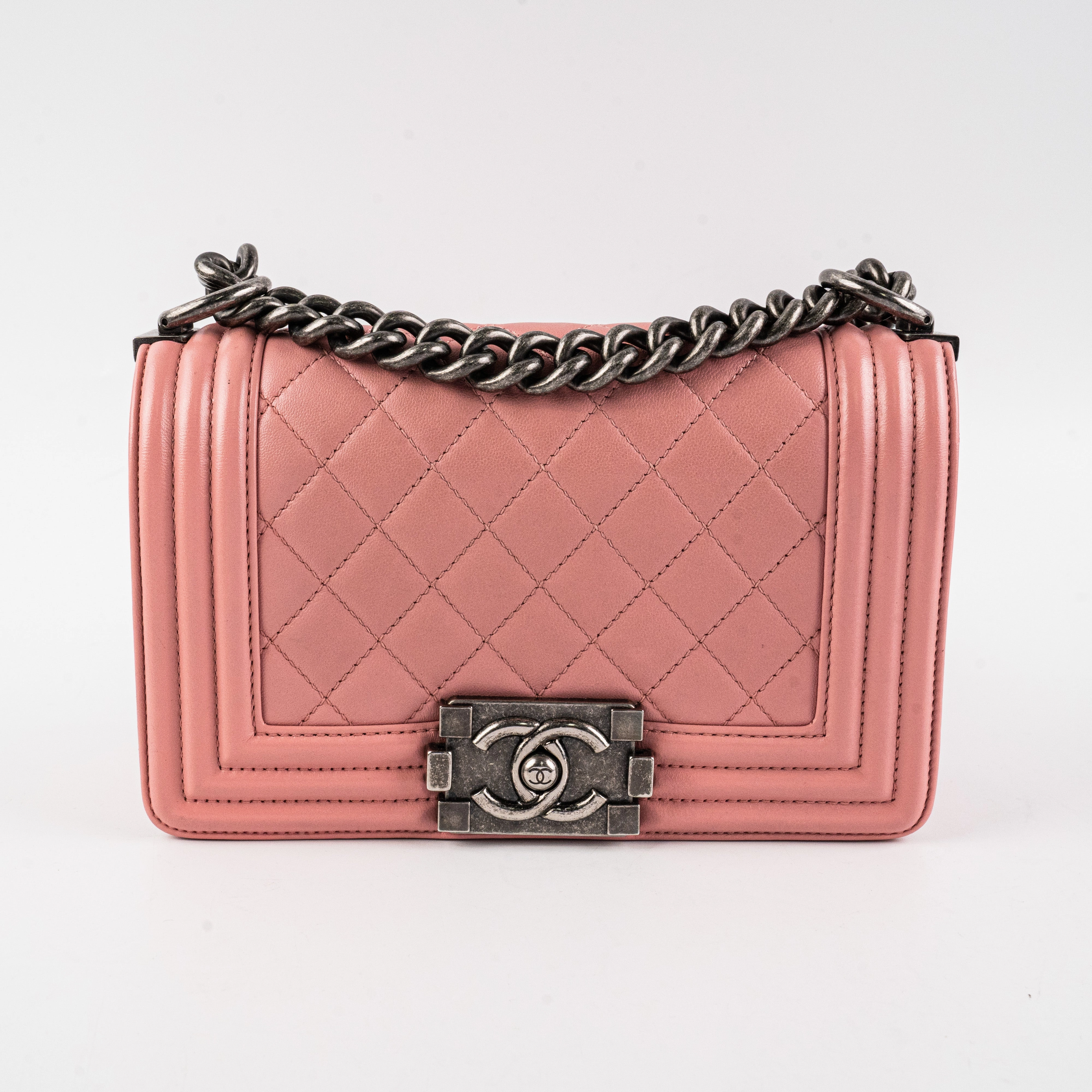 Chanel Small Lambskin Boy Pink Crossbody Bag