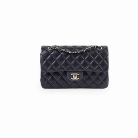 Chanel Small Lambskin Classic Flap Mettalic Navy Series 24
