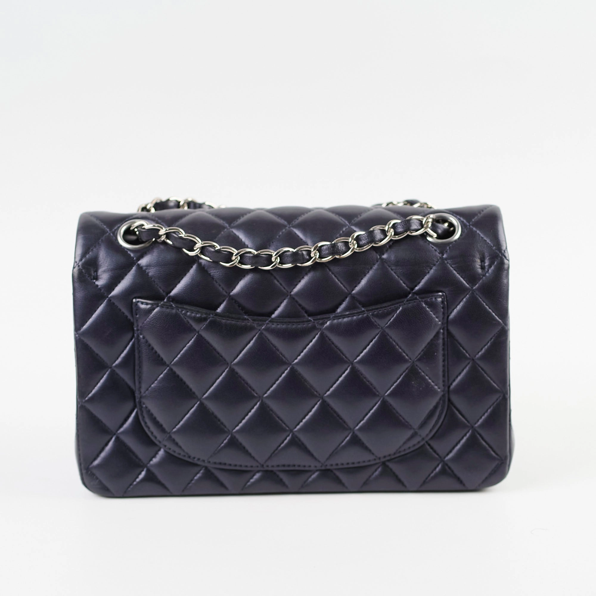 Chanel Small Lambskin Classic Flap Mettalic Navy Series 24