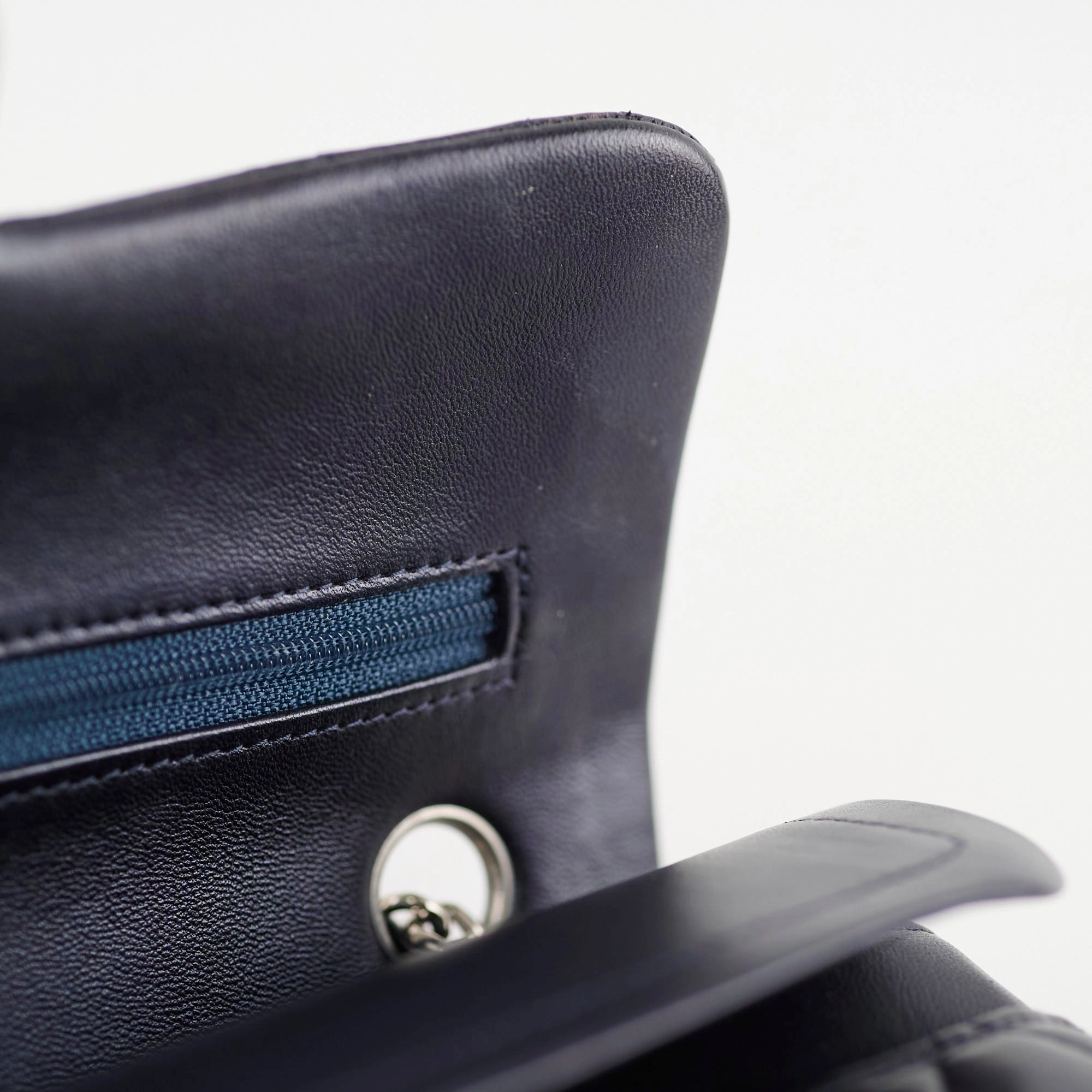 Chanel Small Lambskin Classic Flap Mettalic Navy Series 24