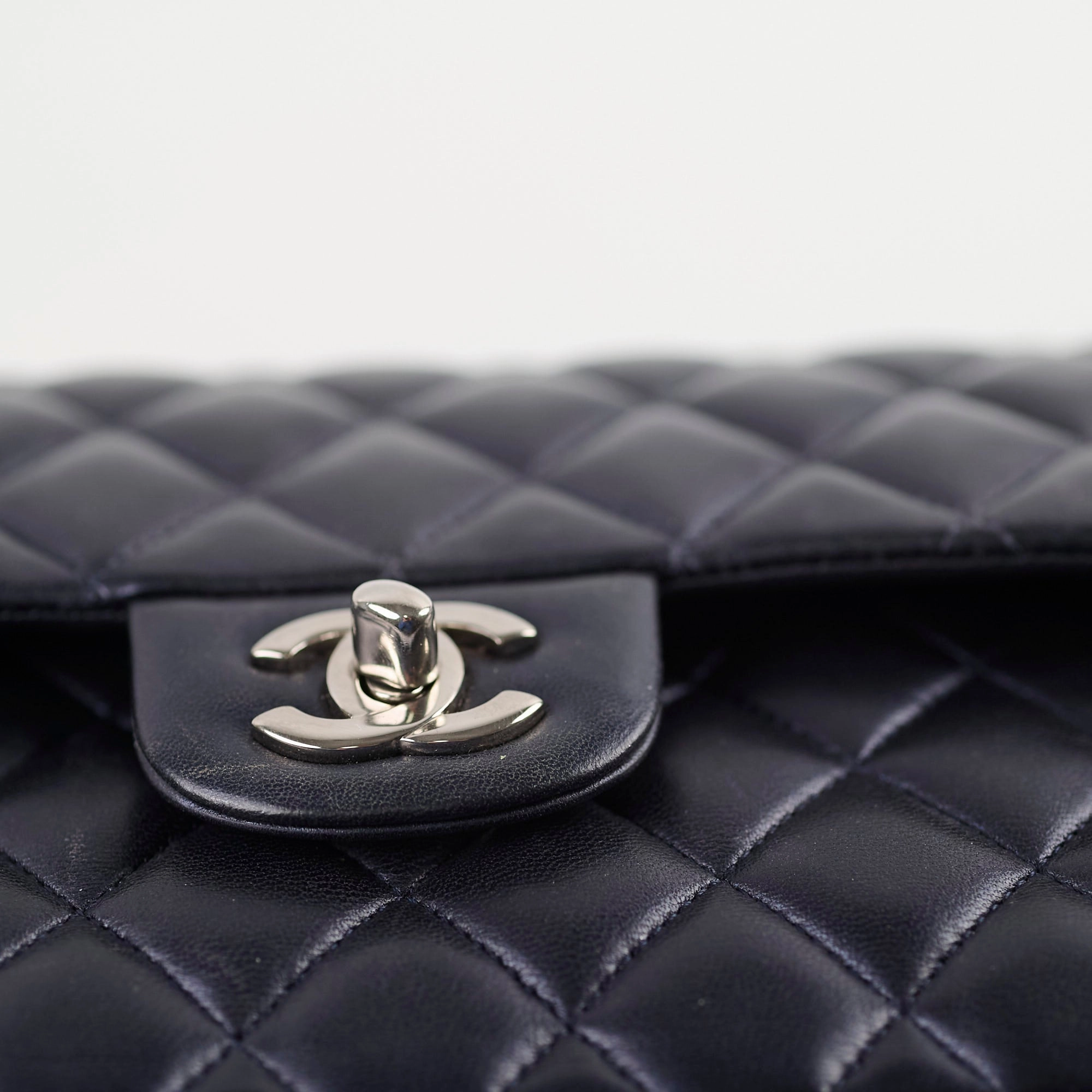Chanel Small Lambskin Classic Flap Mettalic Navy Series 24