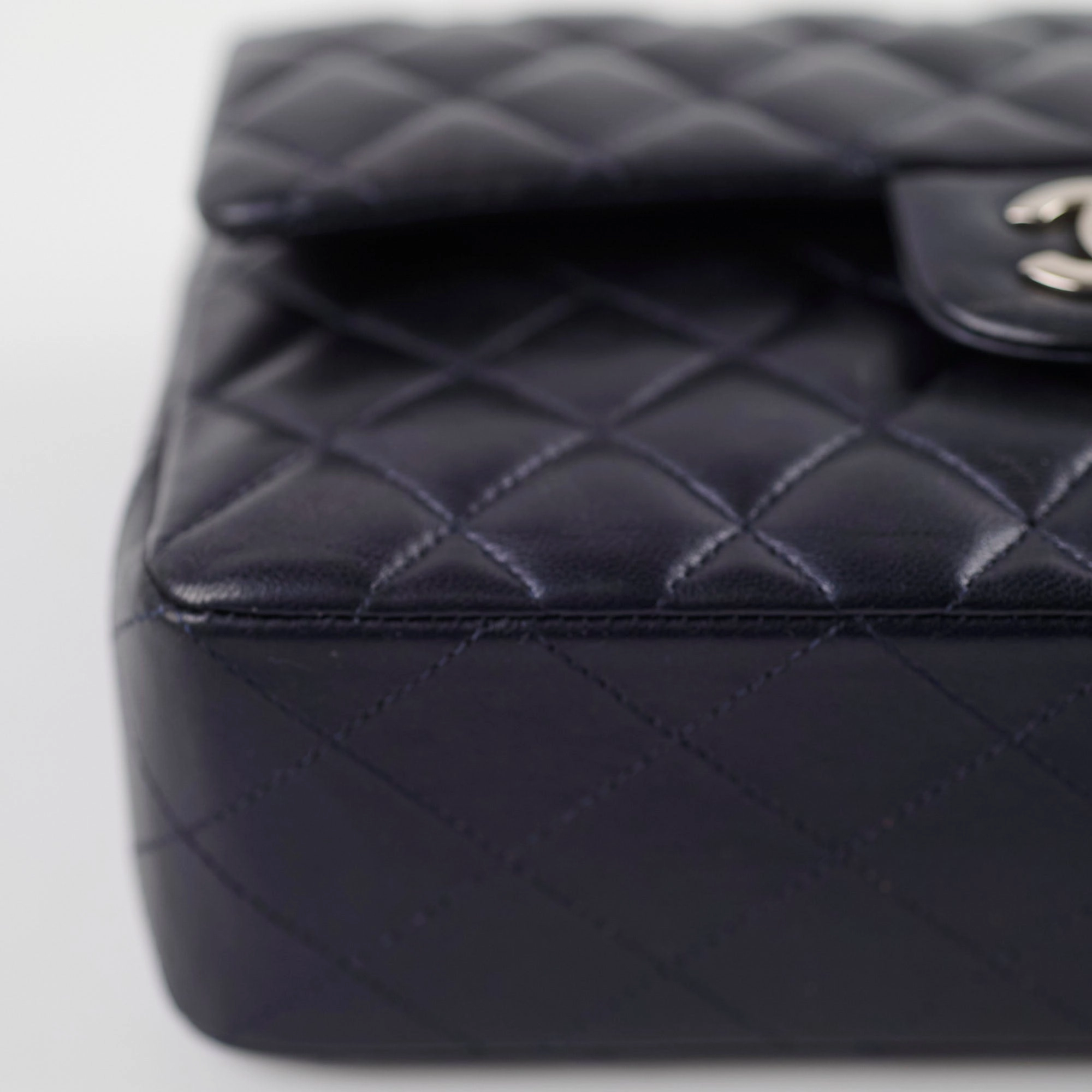 Chanel Small Lambskin Classic Flap Mettalic Navy Series 24