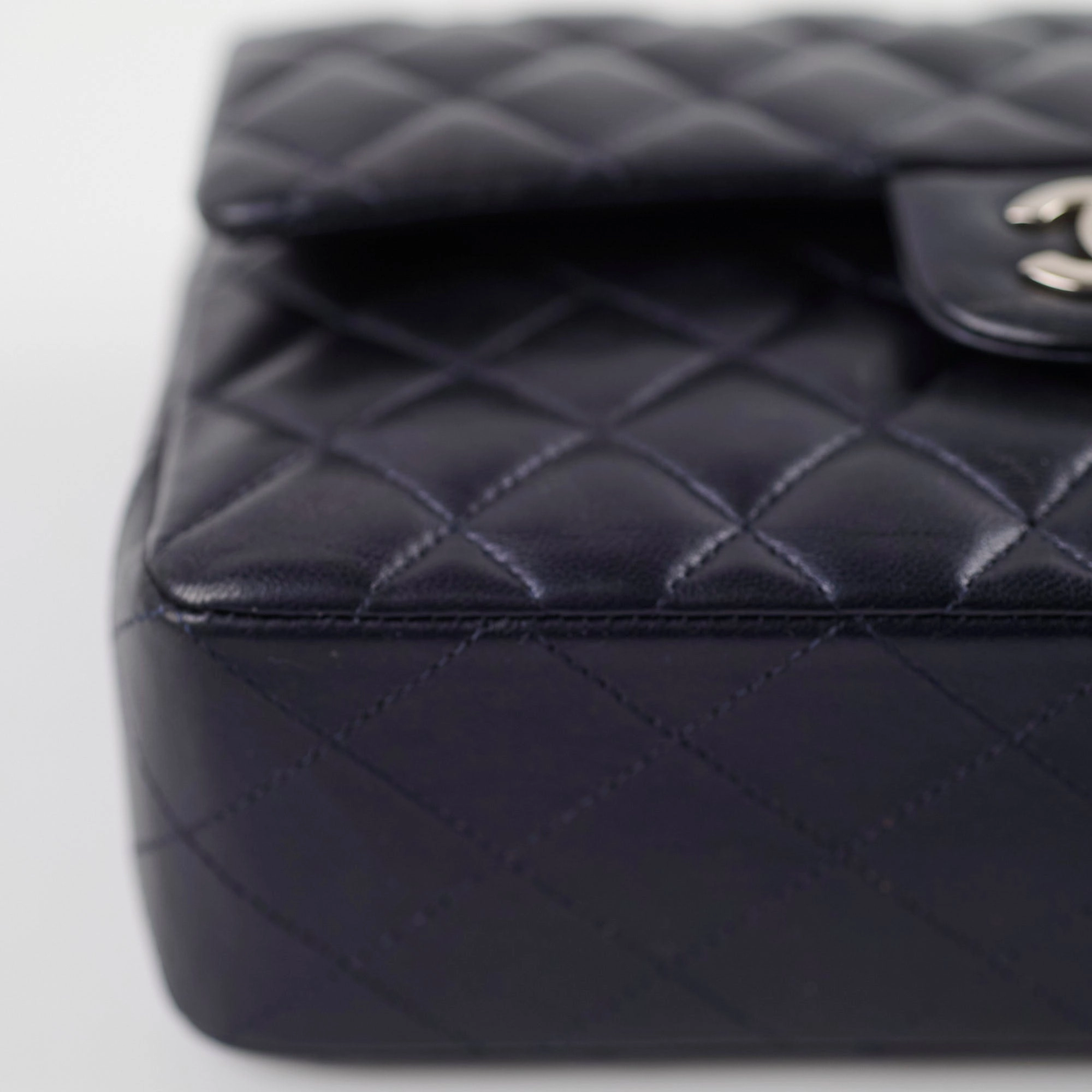 Chanel Small Lambskin Classic Flap Mettalic Navy Series 24