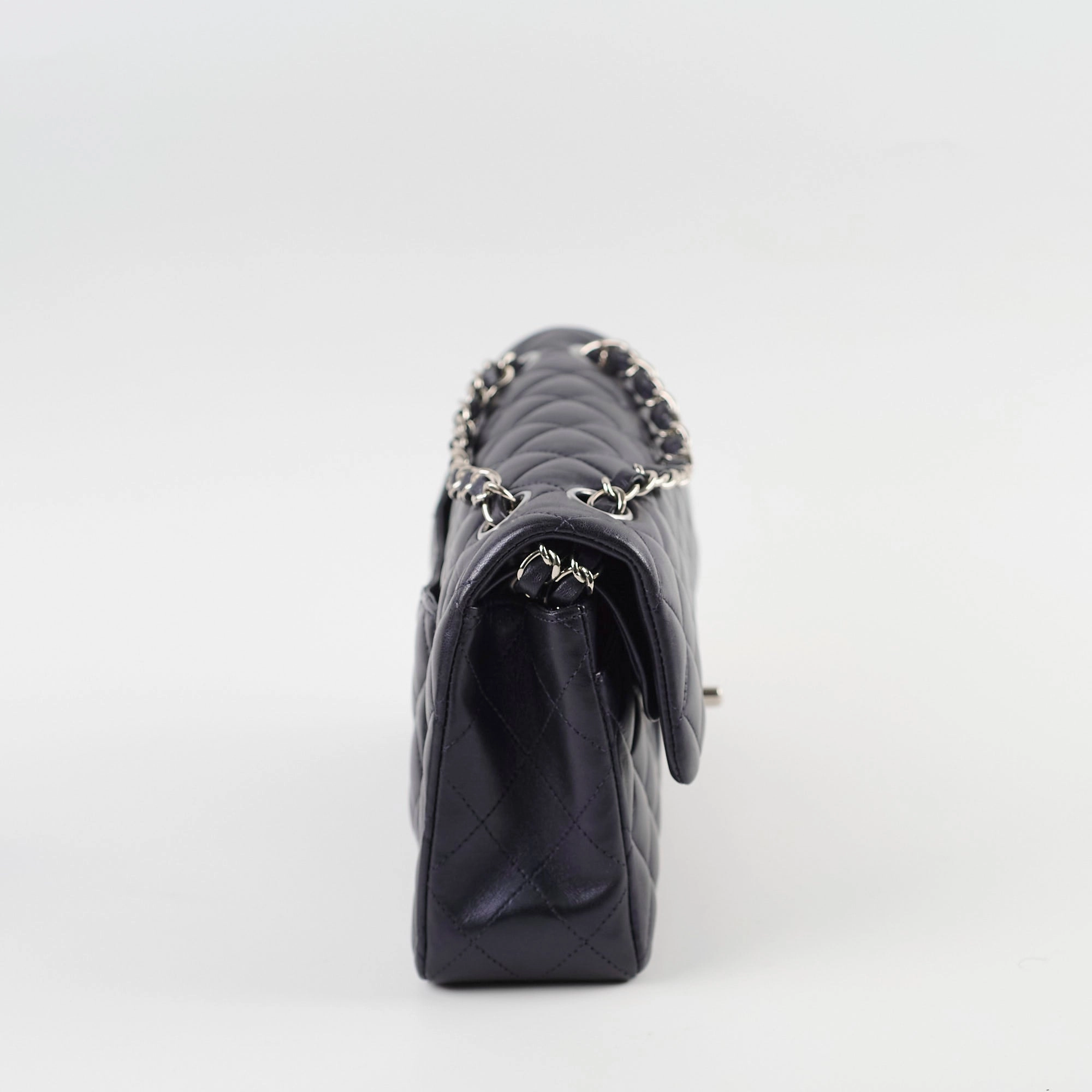 Chanel Small Lambskin Classic Flap Mettalic Navy Series 24