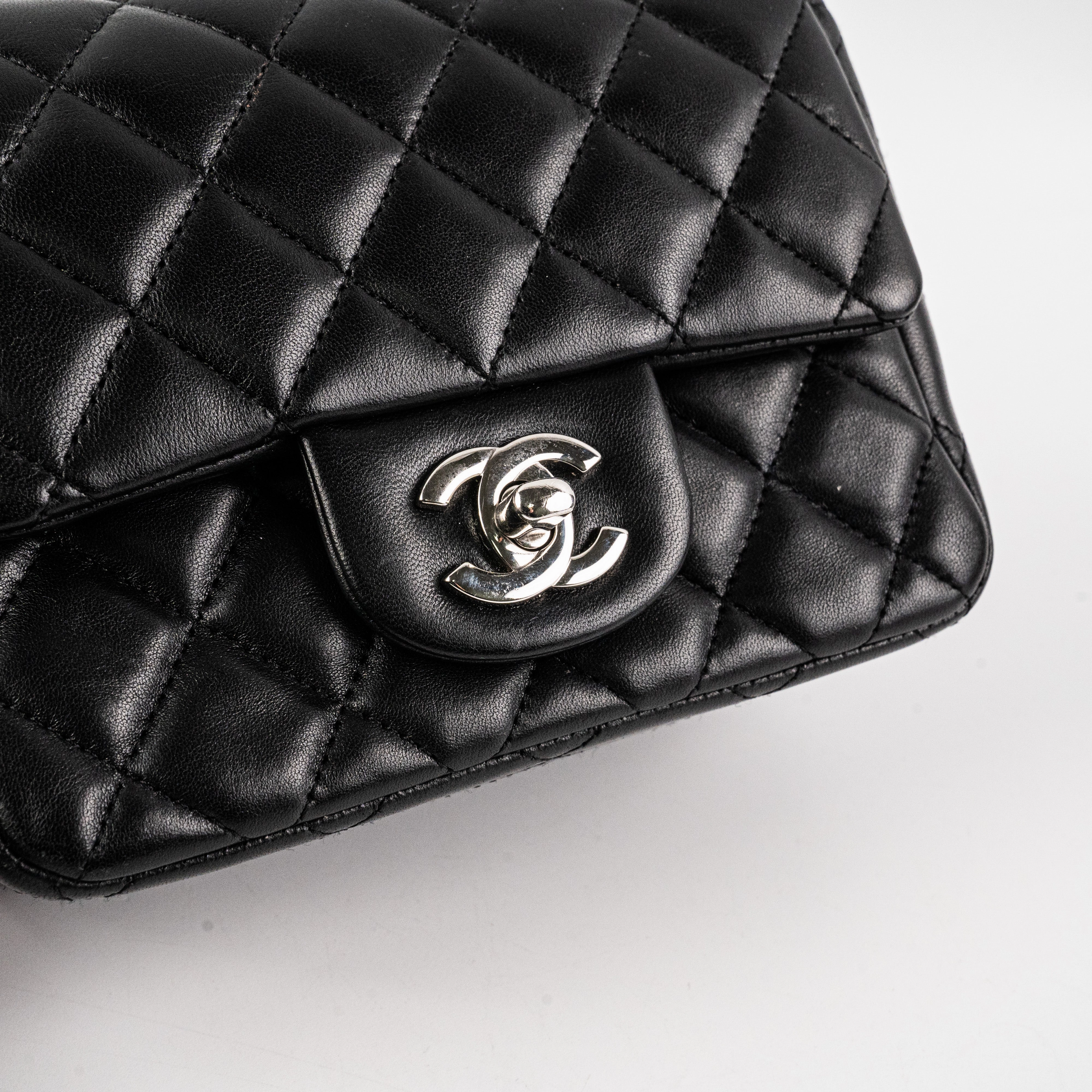 Chanel Square Mini Lambskin Black Bag
