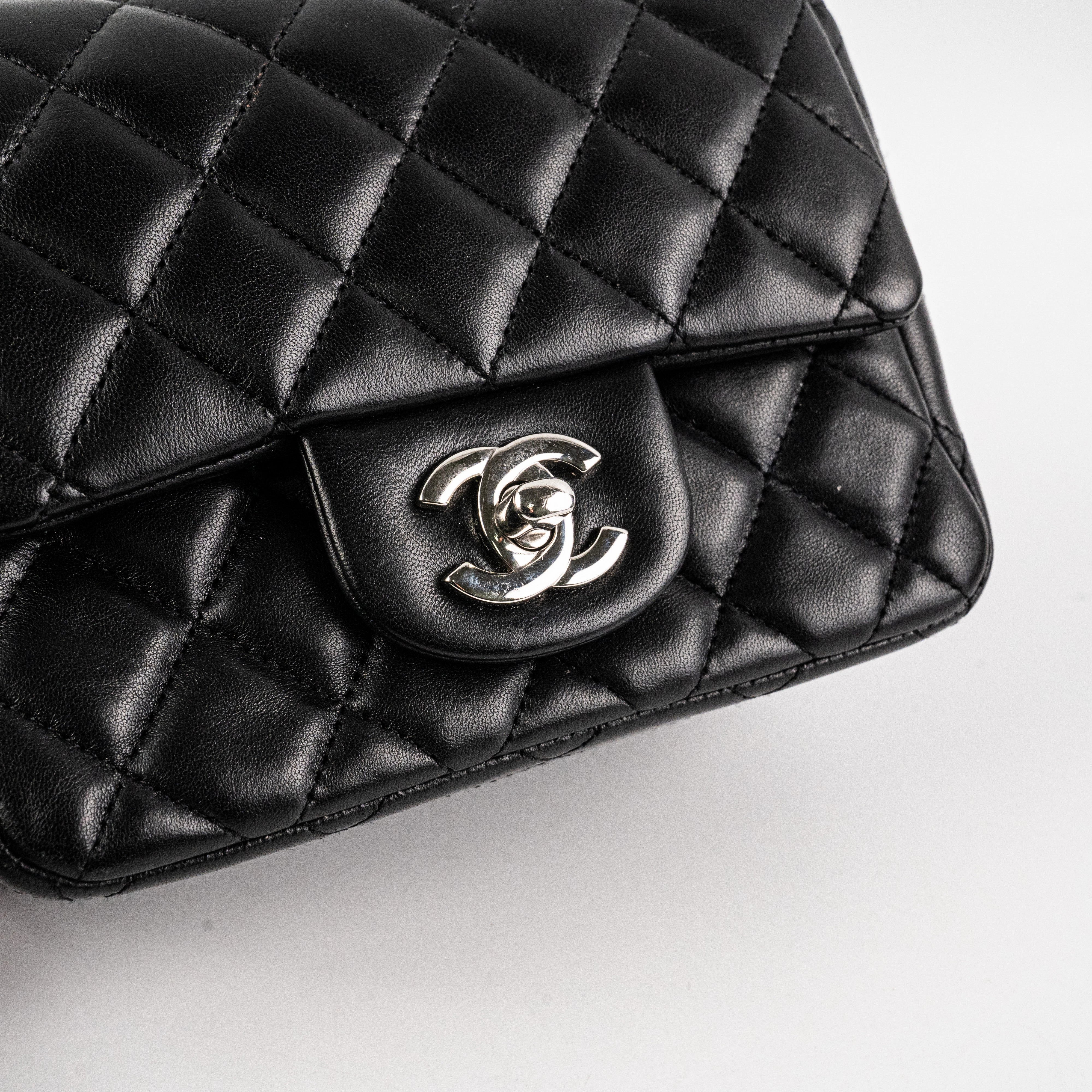 Chanel Square Mini Lambskin Black Bag