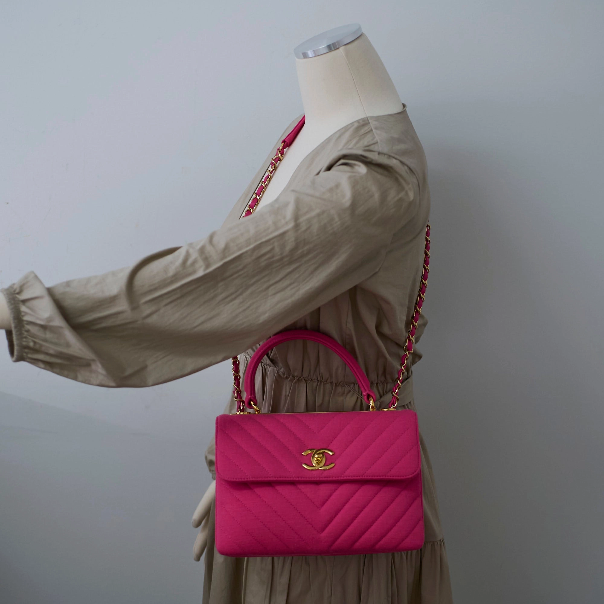 Chanel Trendy CC Small Canvas Pink Chevron -