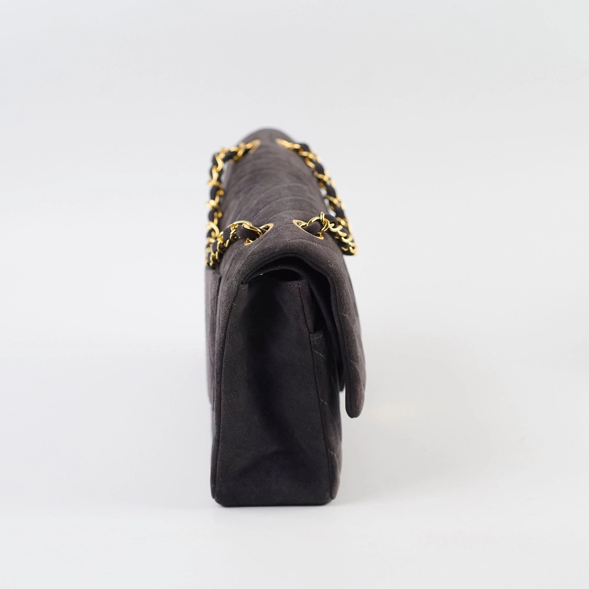 Chanel Vintage Chevron Suede Medium Black Classic Flap
