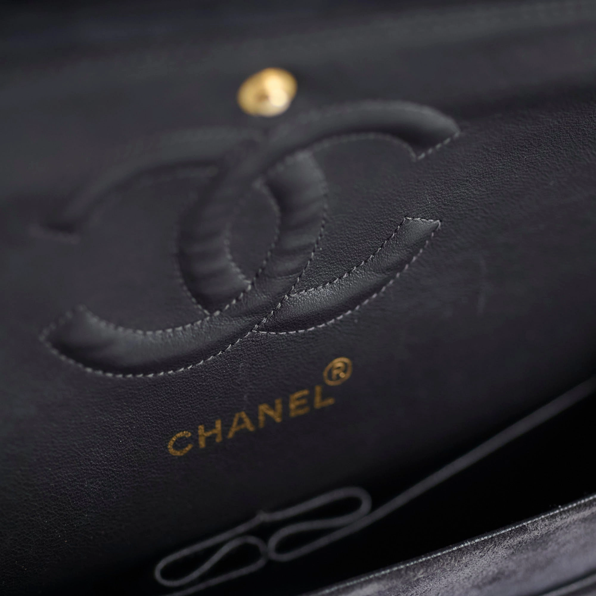 Chanel Vintage Chevron Suede Medium Black Classic Flap