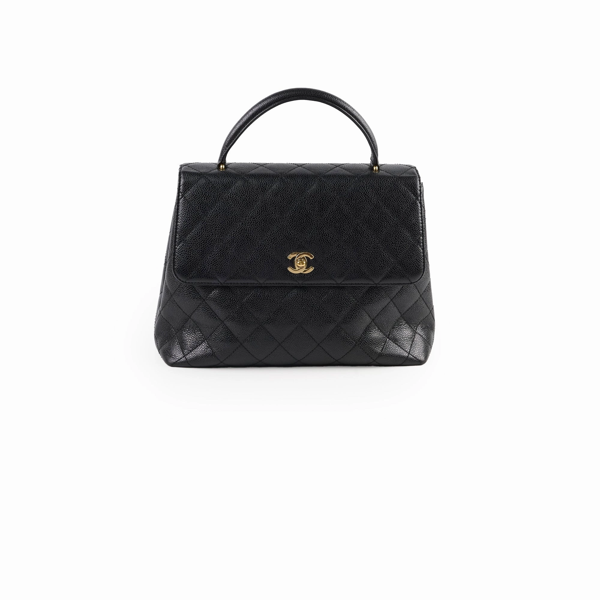 Chanel Vintage Kelly Top Handle Black Caviar GHW