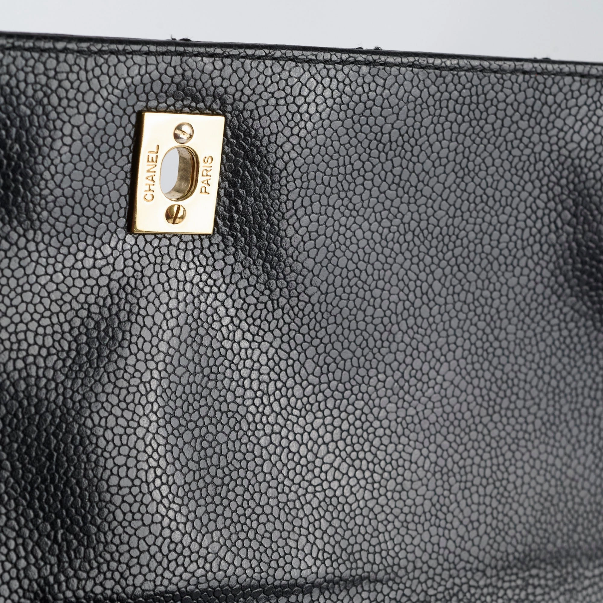 Chanel Vintage Kelly Top Handle Black Caviar GHW