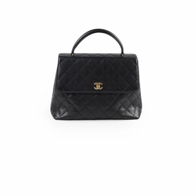 Chanel Vintage Kelly Top Handle Black Caviar GHW