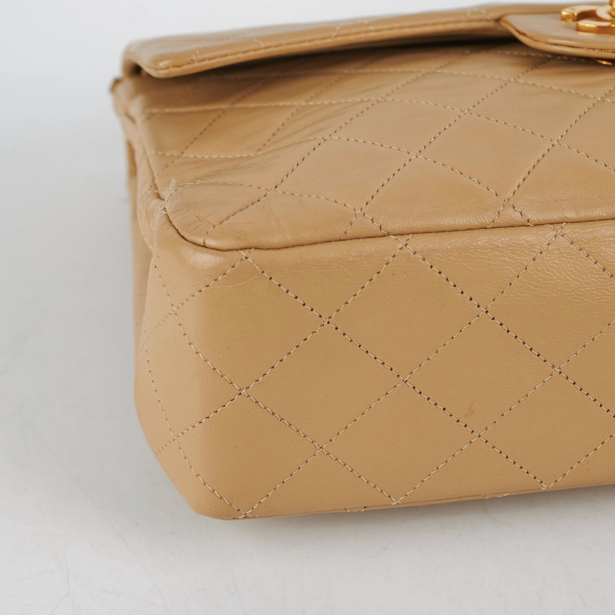Chanel Vintage Square Double Flap Beige Lambskin - Series 1