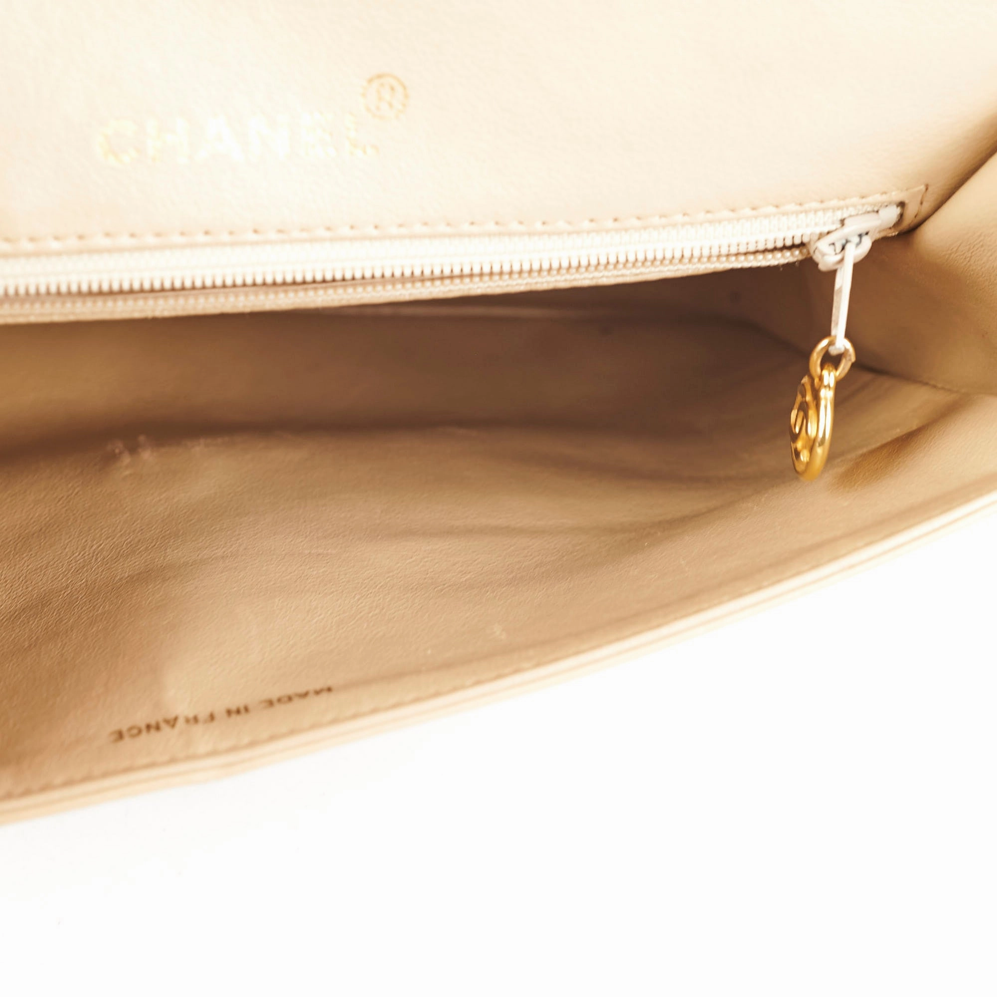 Chanel Vintage Square Double Flap Beige Lambskin - Series 1