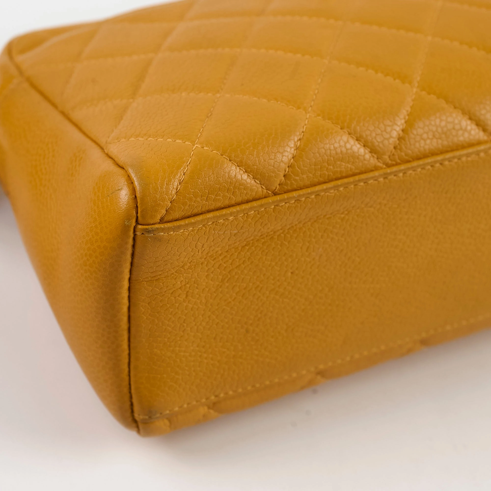 Chanel Vintage Top Handle CC Turnlock Bag Mustard Caviar
