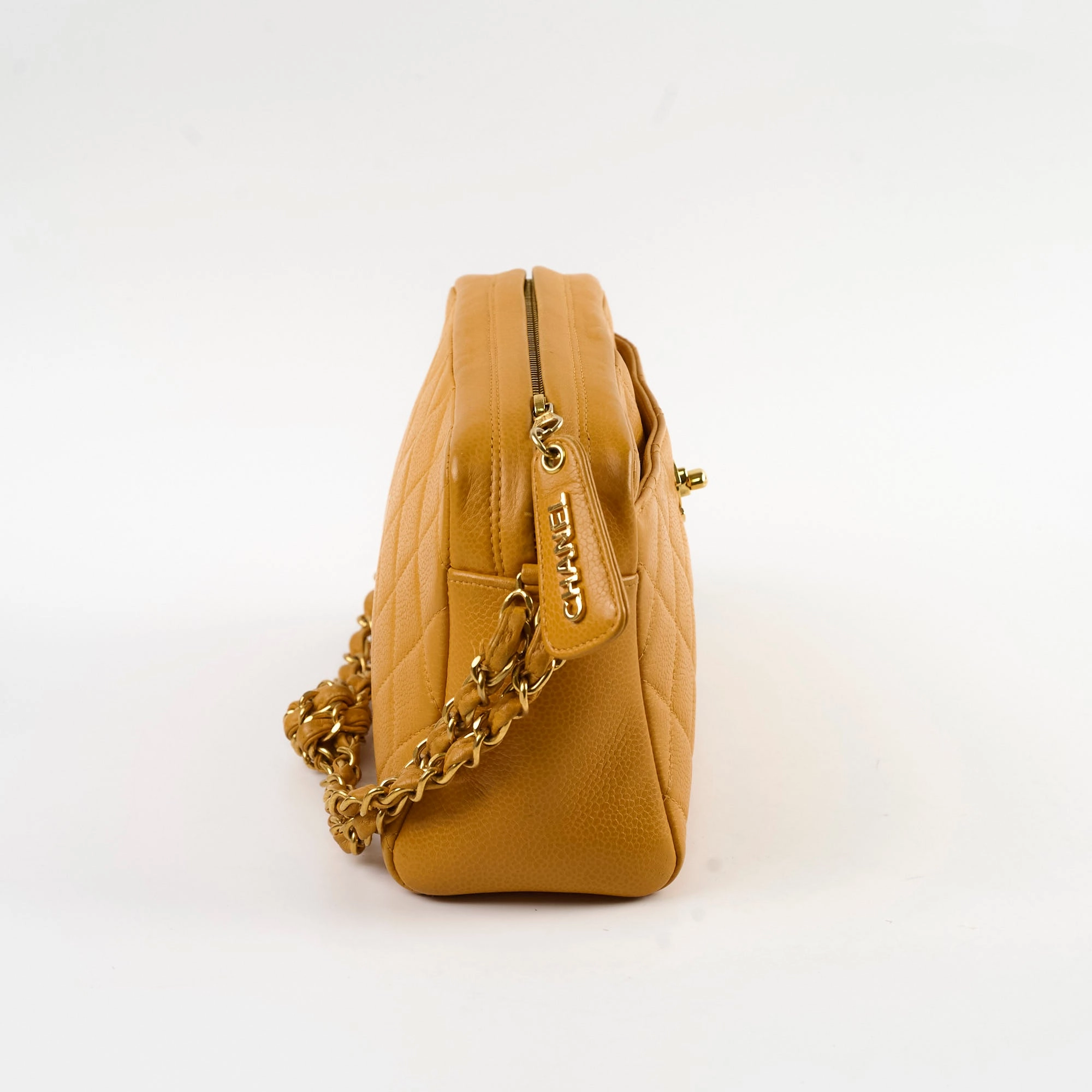 Chanel Vintage Top Handle CC Turnlock Bag Mustard Caviar