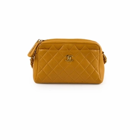Chanel Vintage Top Handle CC Turnlock Bag Mustard Caviar