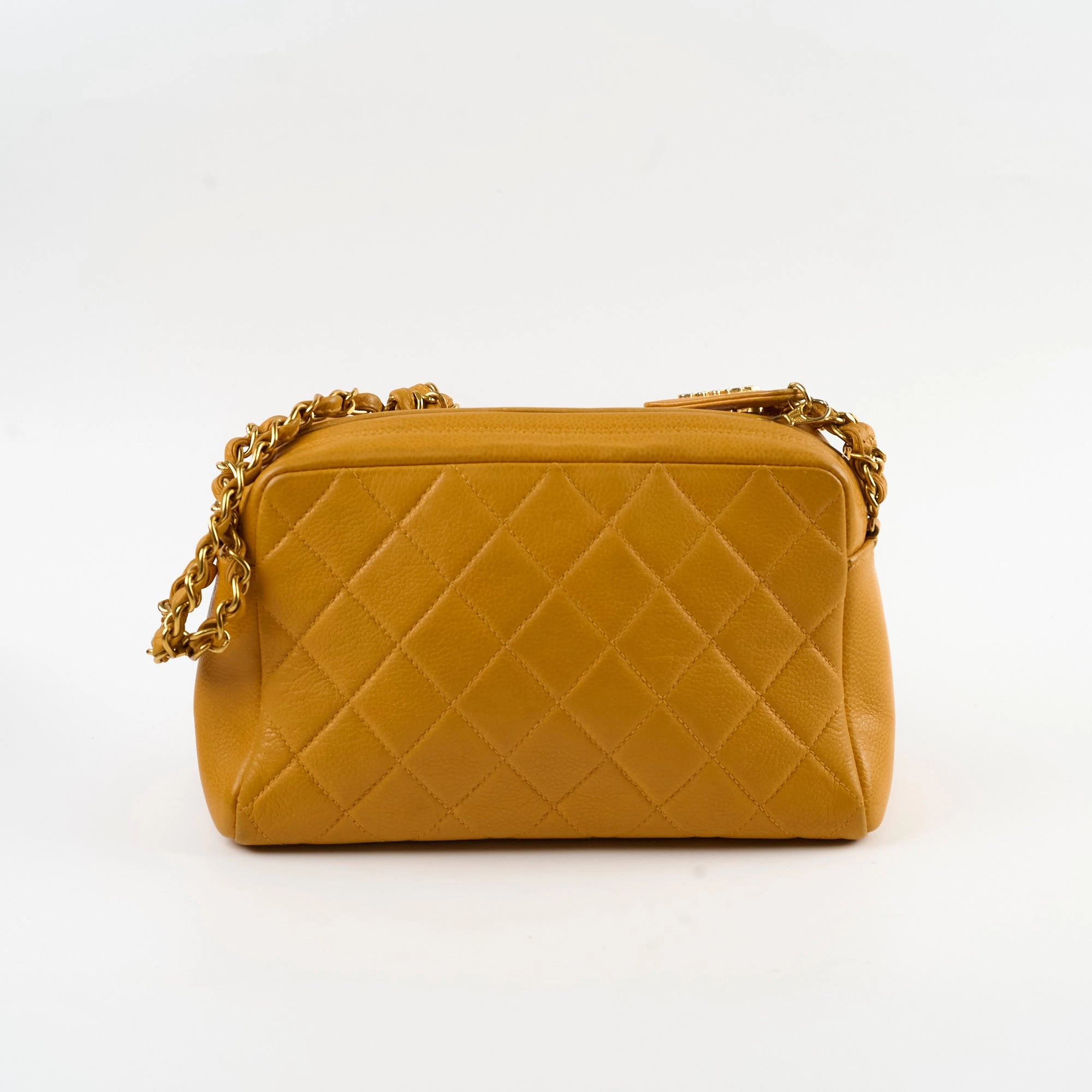 Chanel Vintage Top Handle CC Turnlock Bag Mustard Caviar