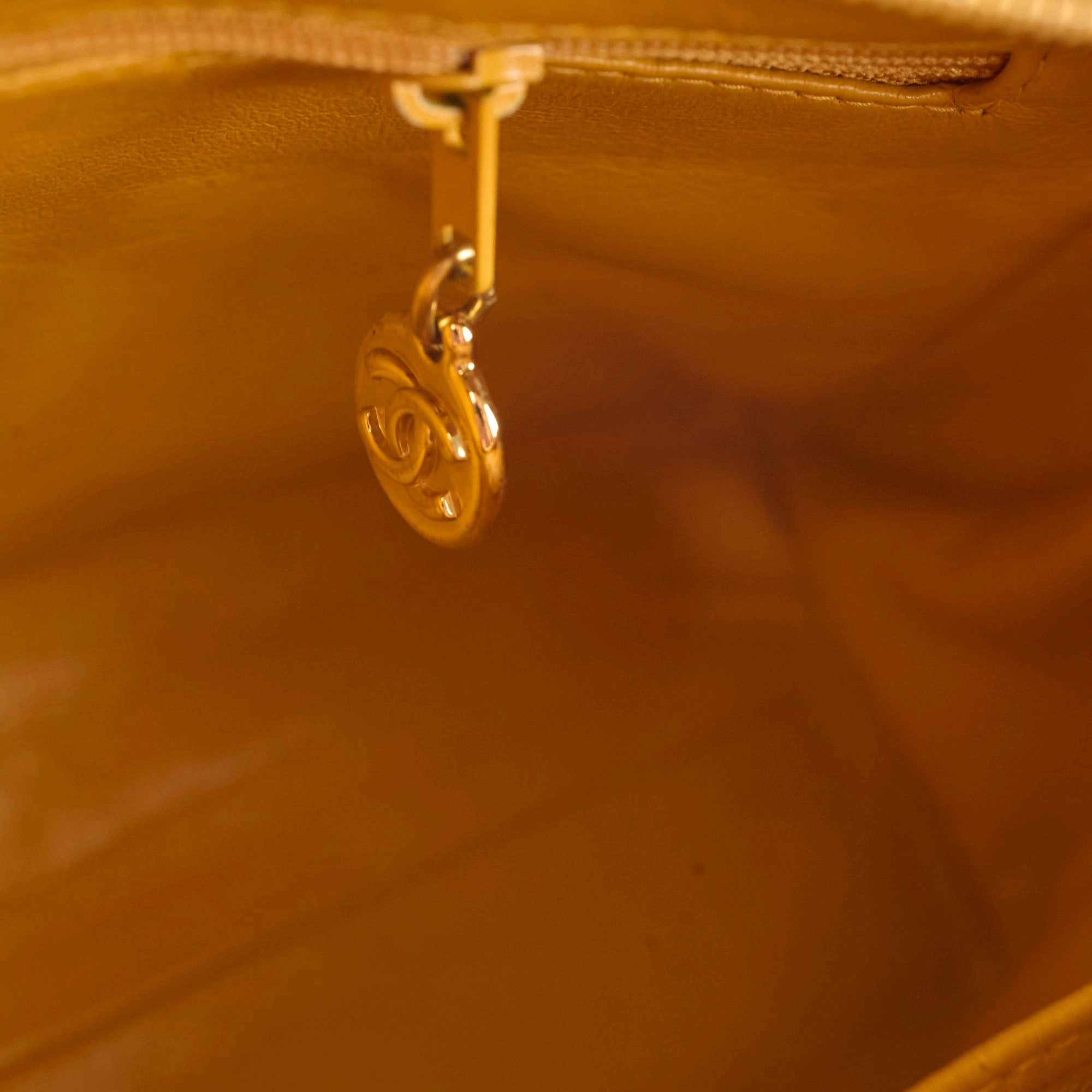 Chanel Vintage Top Handle CC Turnlock Bag Mustard Caviar