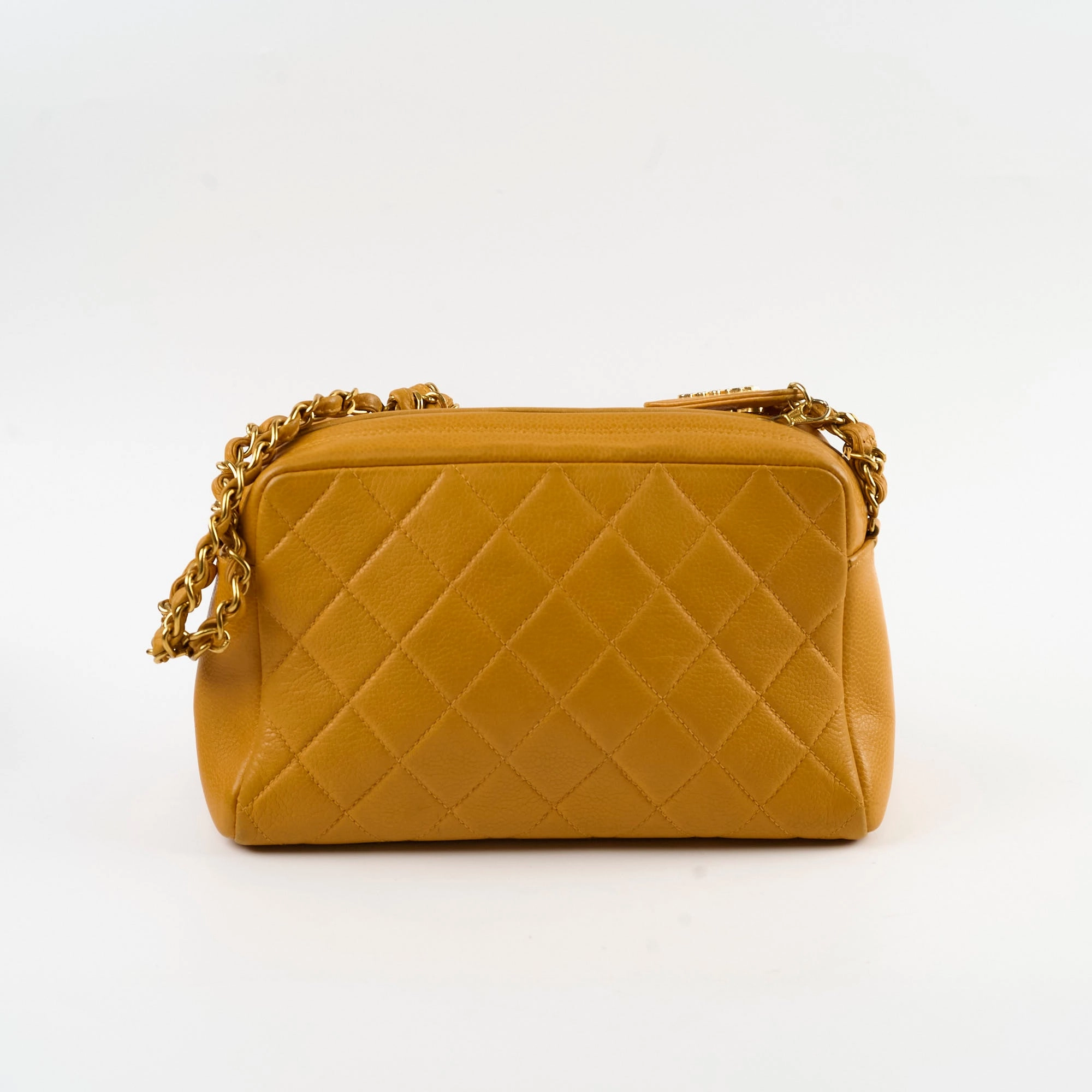 Chanel Vintage Top Handle CC Turnlock Bag Mustard Caviar