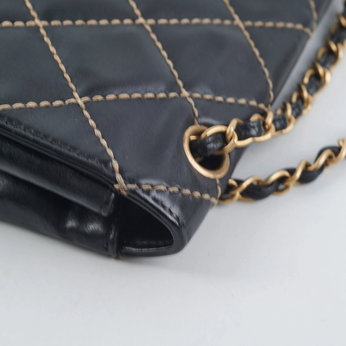 Chanel Wild Stitch Classic Flap Shoulder Bag Black