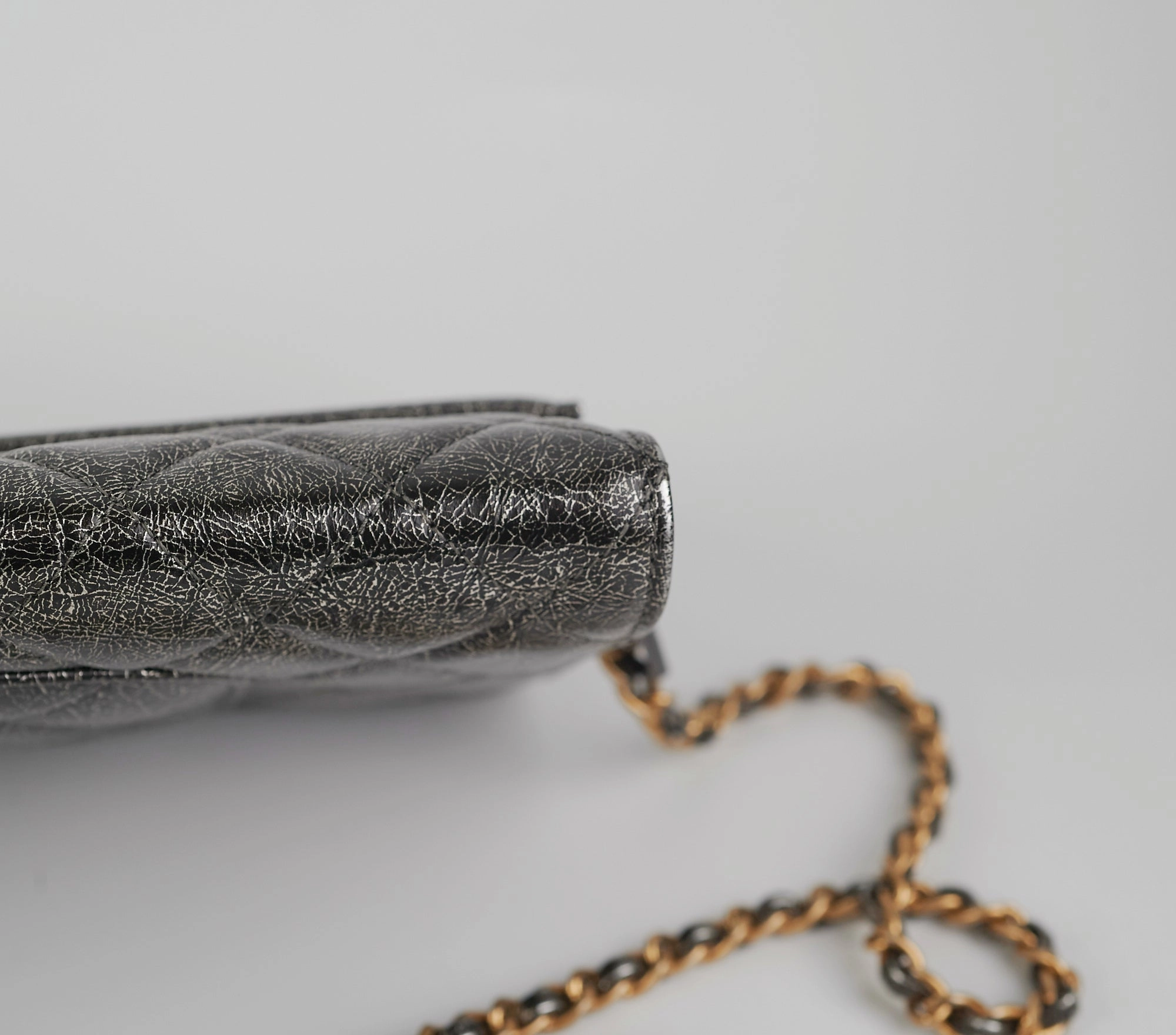 Chanel Zip Away Chain Clutch Wallet on Chain WOC Metallic Grey
