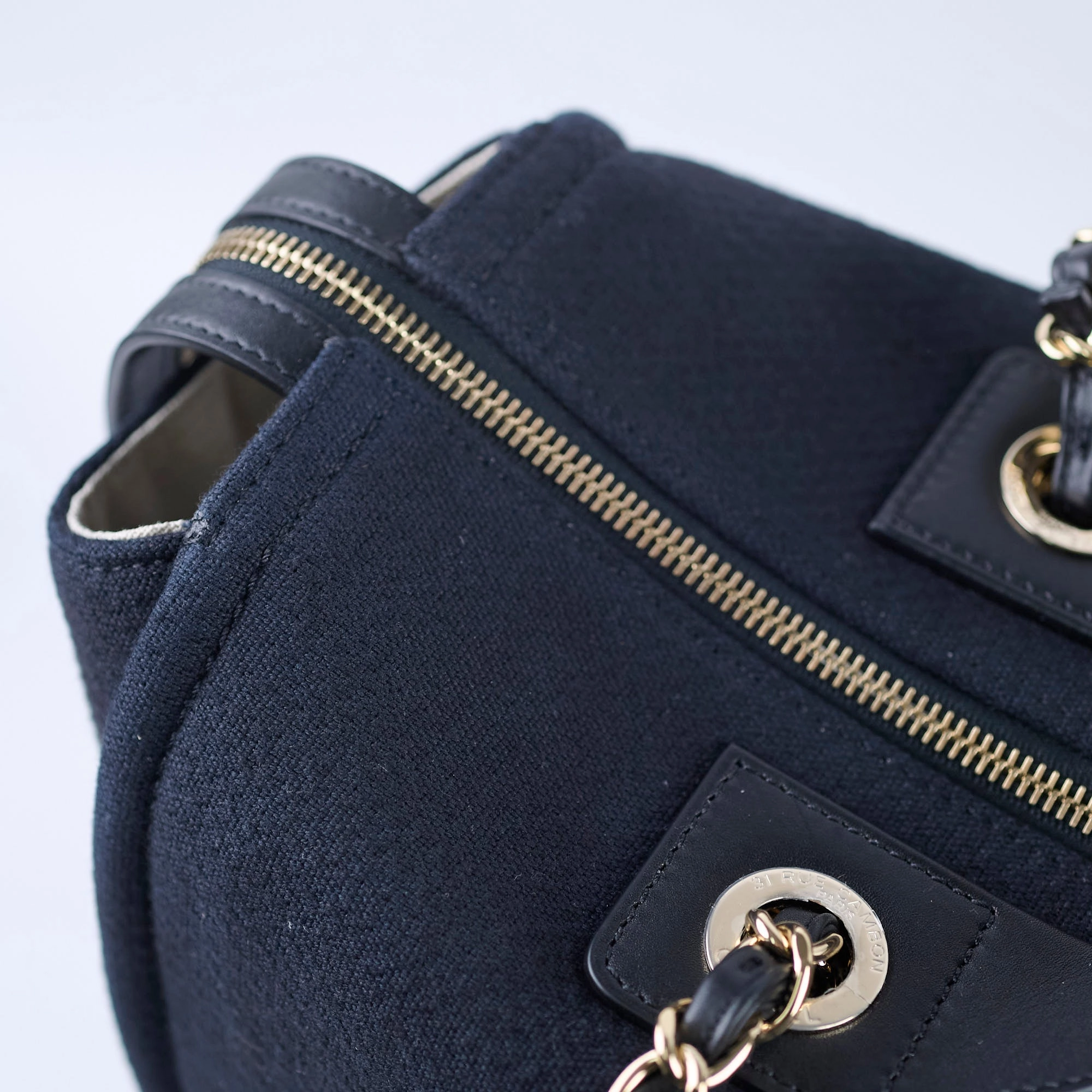 Chanel Zip Deauville Bag Navy Microchip