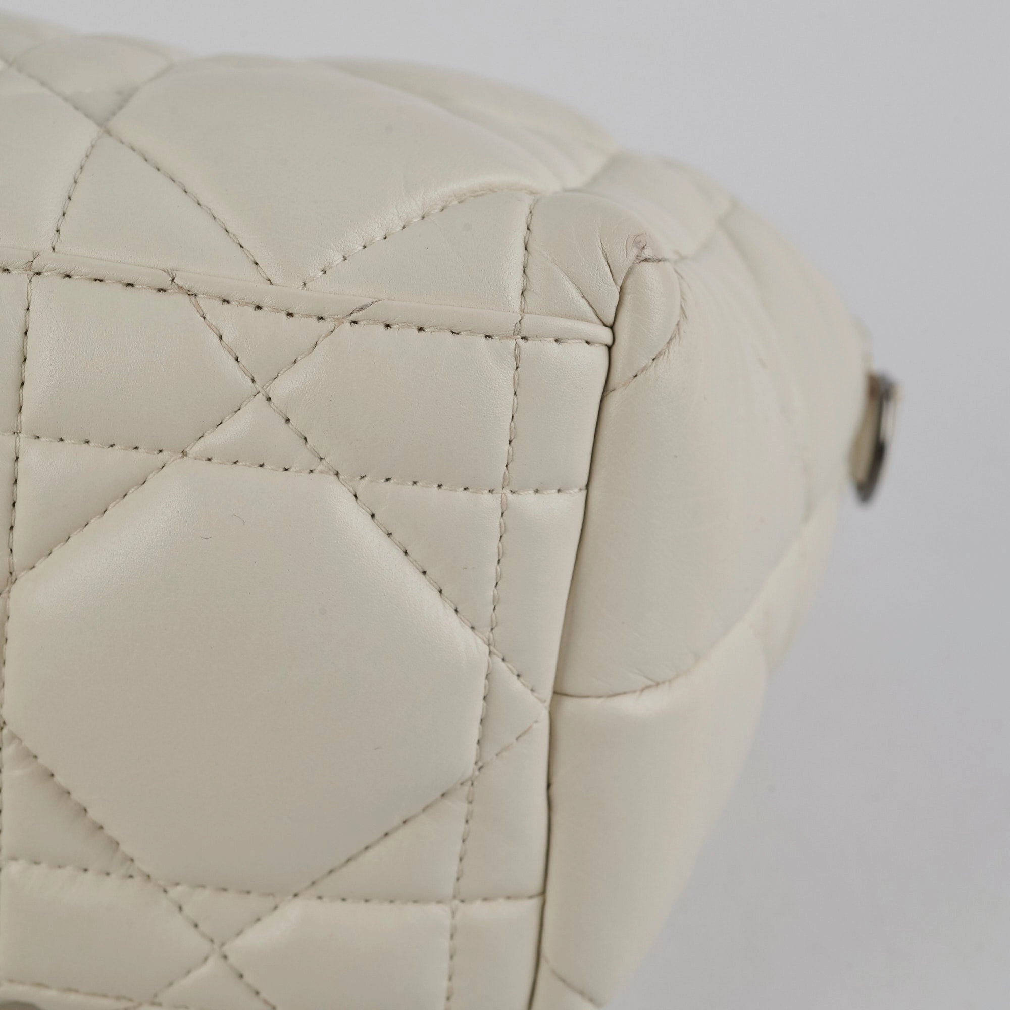 Christian Dior Calskin Macrocannage Medium Travel Nomad Pouch Cream
