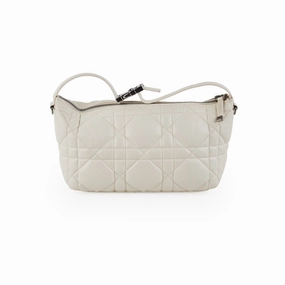 Christian Dior Calskin Macrocannage Medium Travel Nomad Pouch Cream