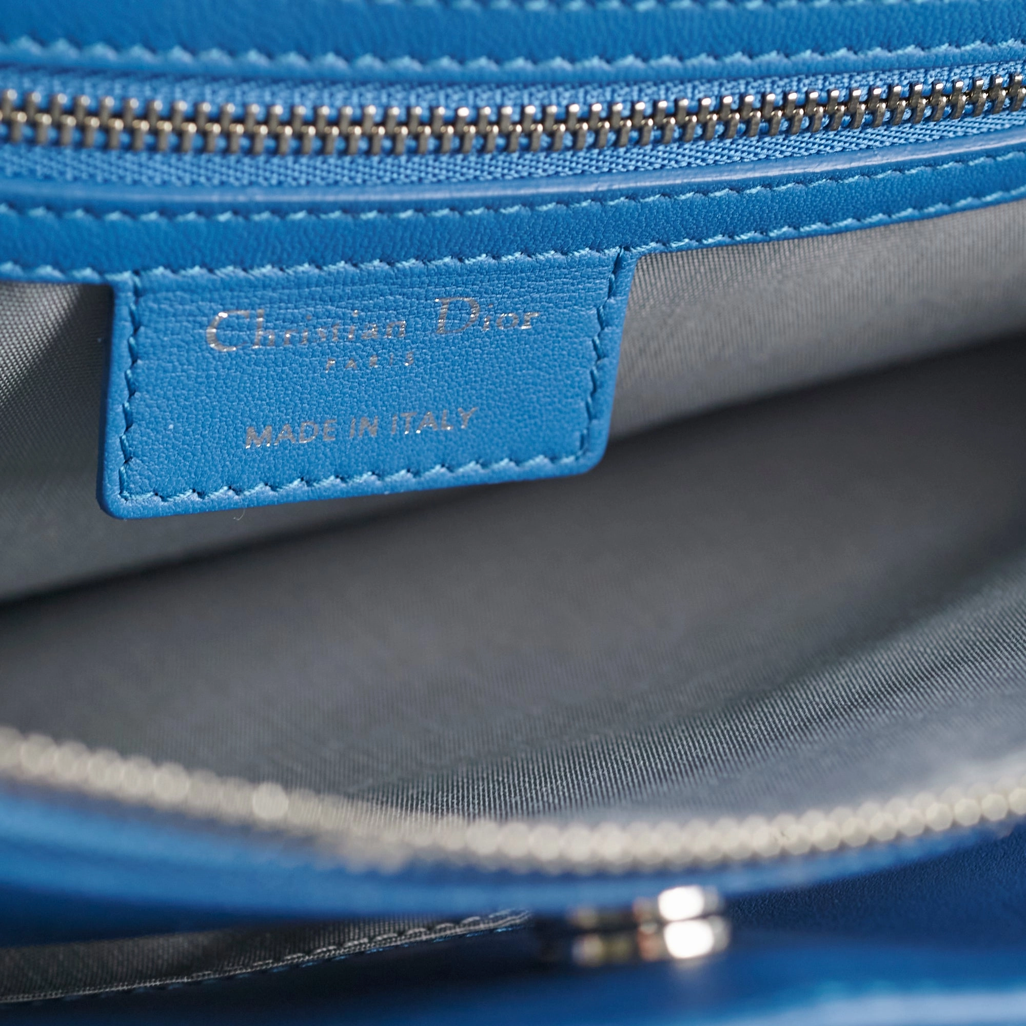 Christian Dior Cannage Leather Shopping Tote Blue