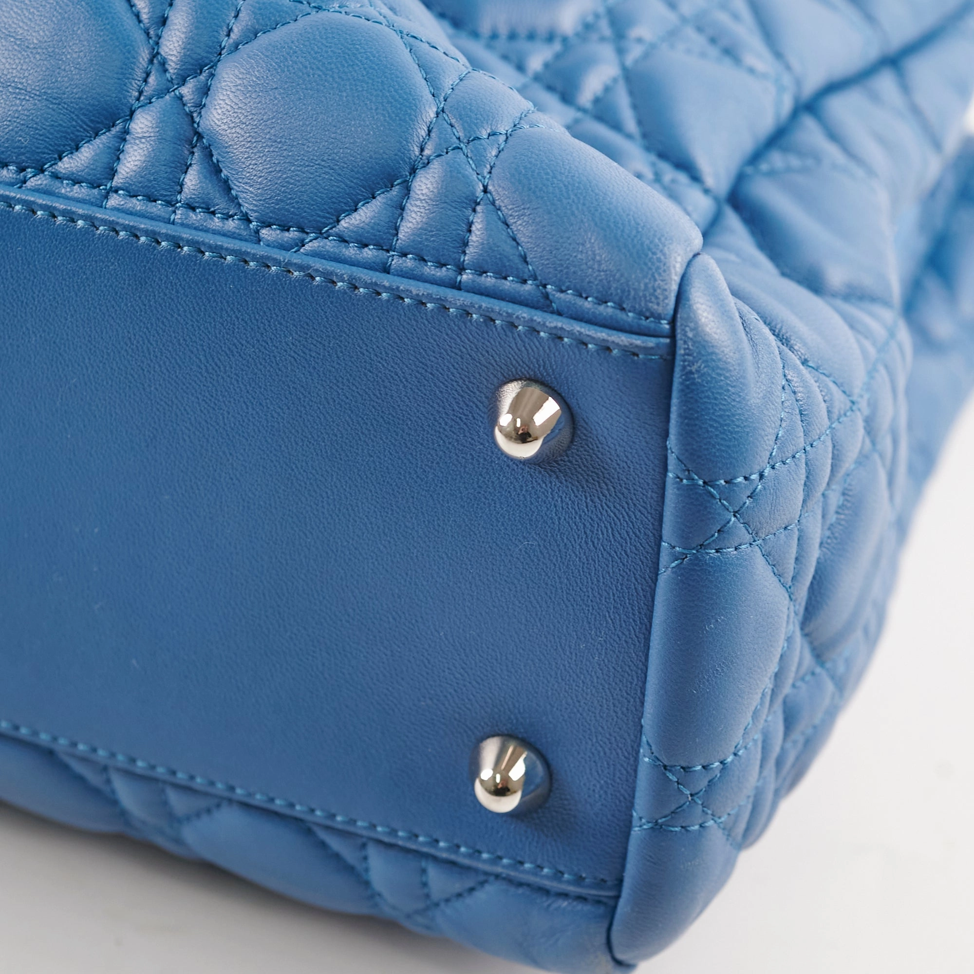Christian Dior Cannage Leather Shopping Tote Blue