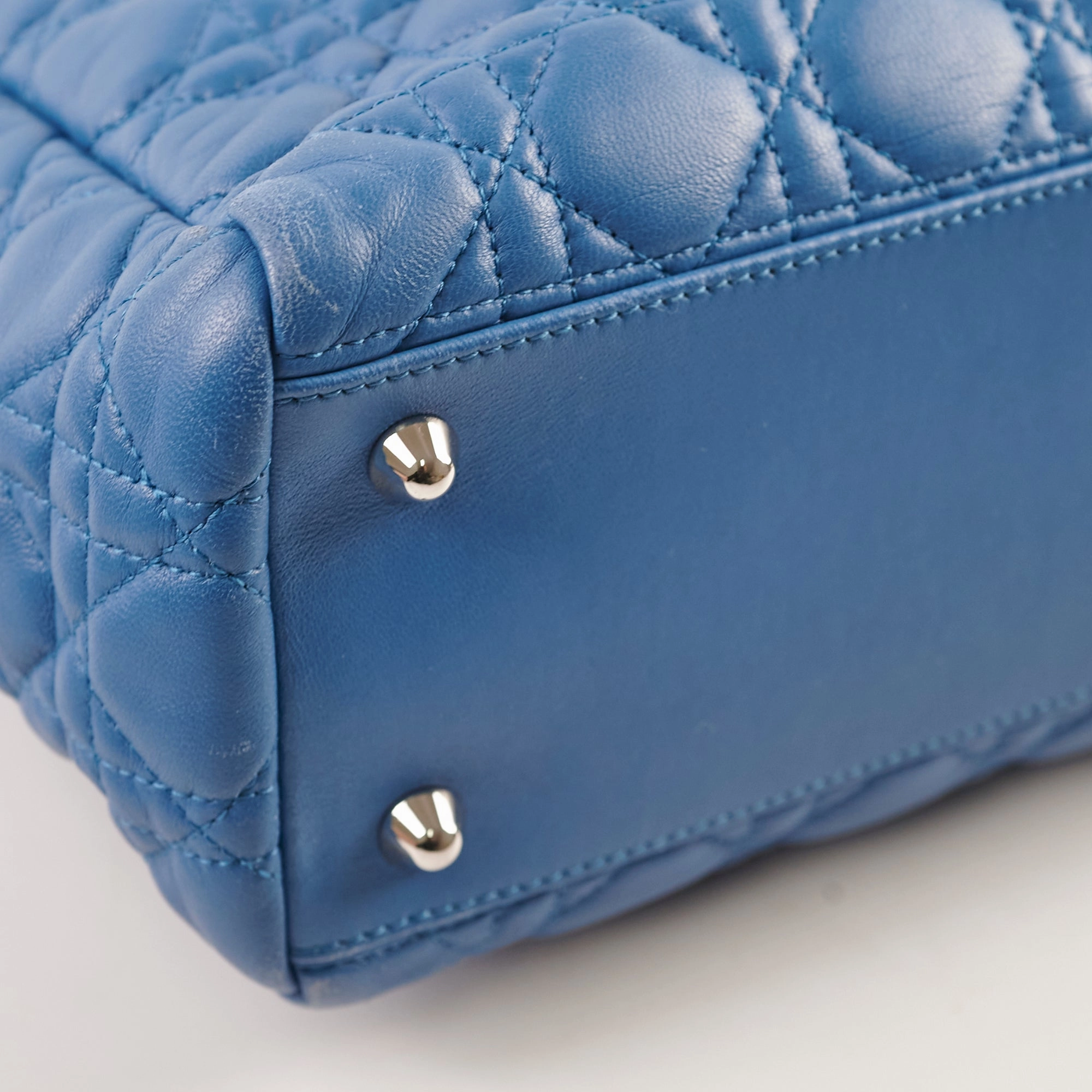 Christian Dior Cannage Leather Shopping Tote Blue
