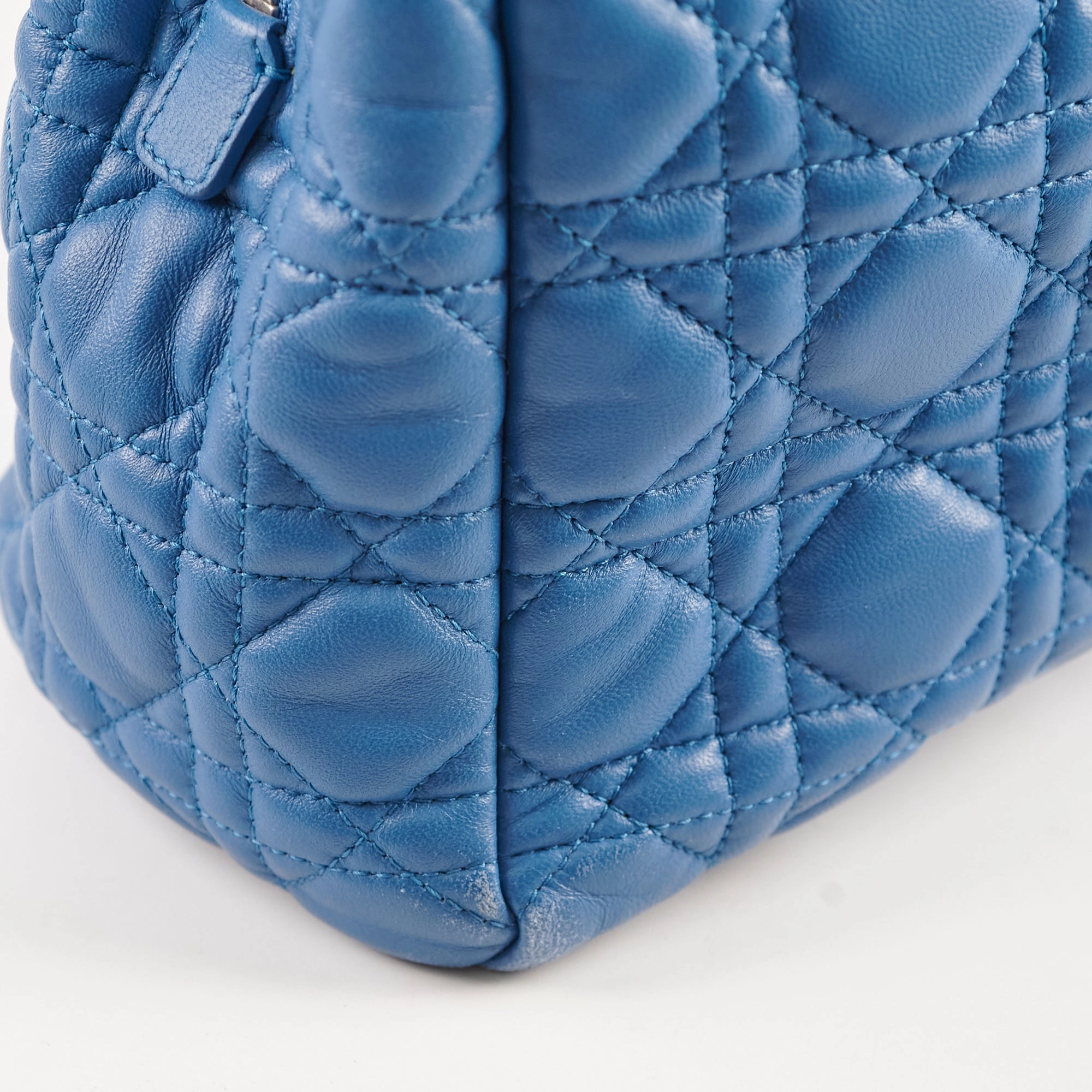 Christian Dior Cannage Leather Shopping Tote Blue