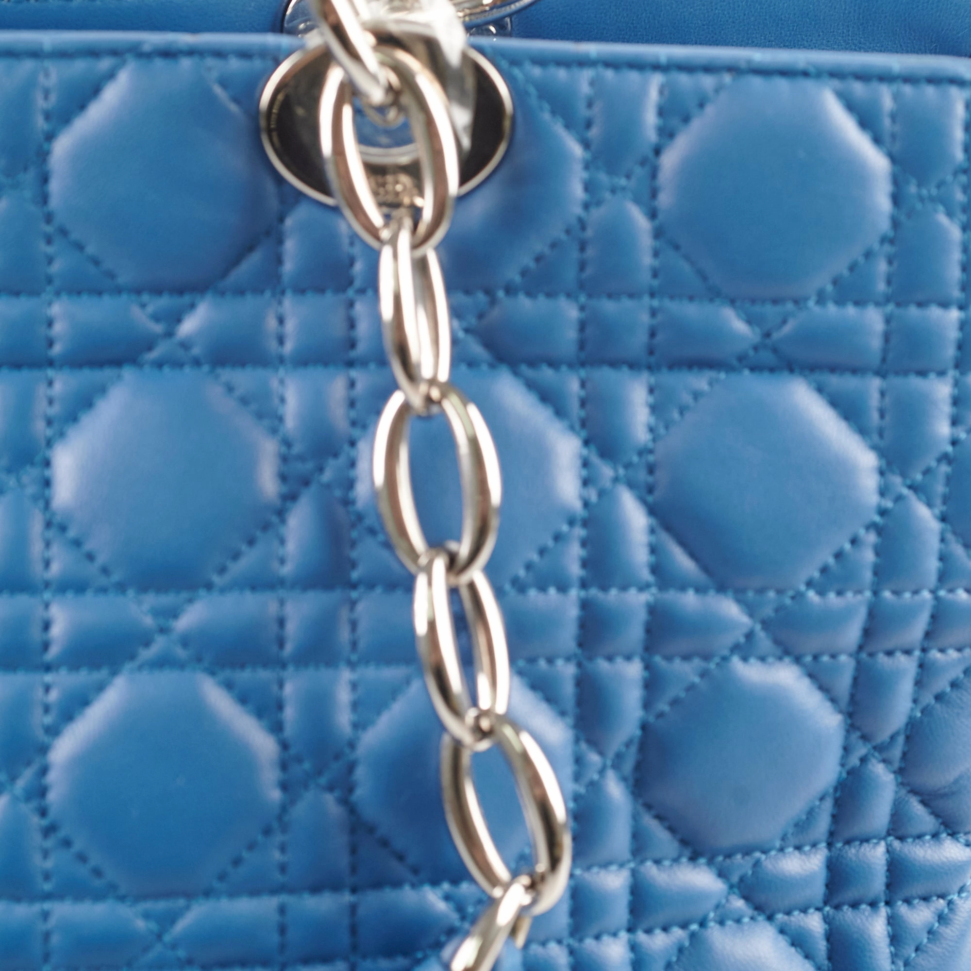 Christian Dior Cannage Leather Shopping Tote Blue