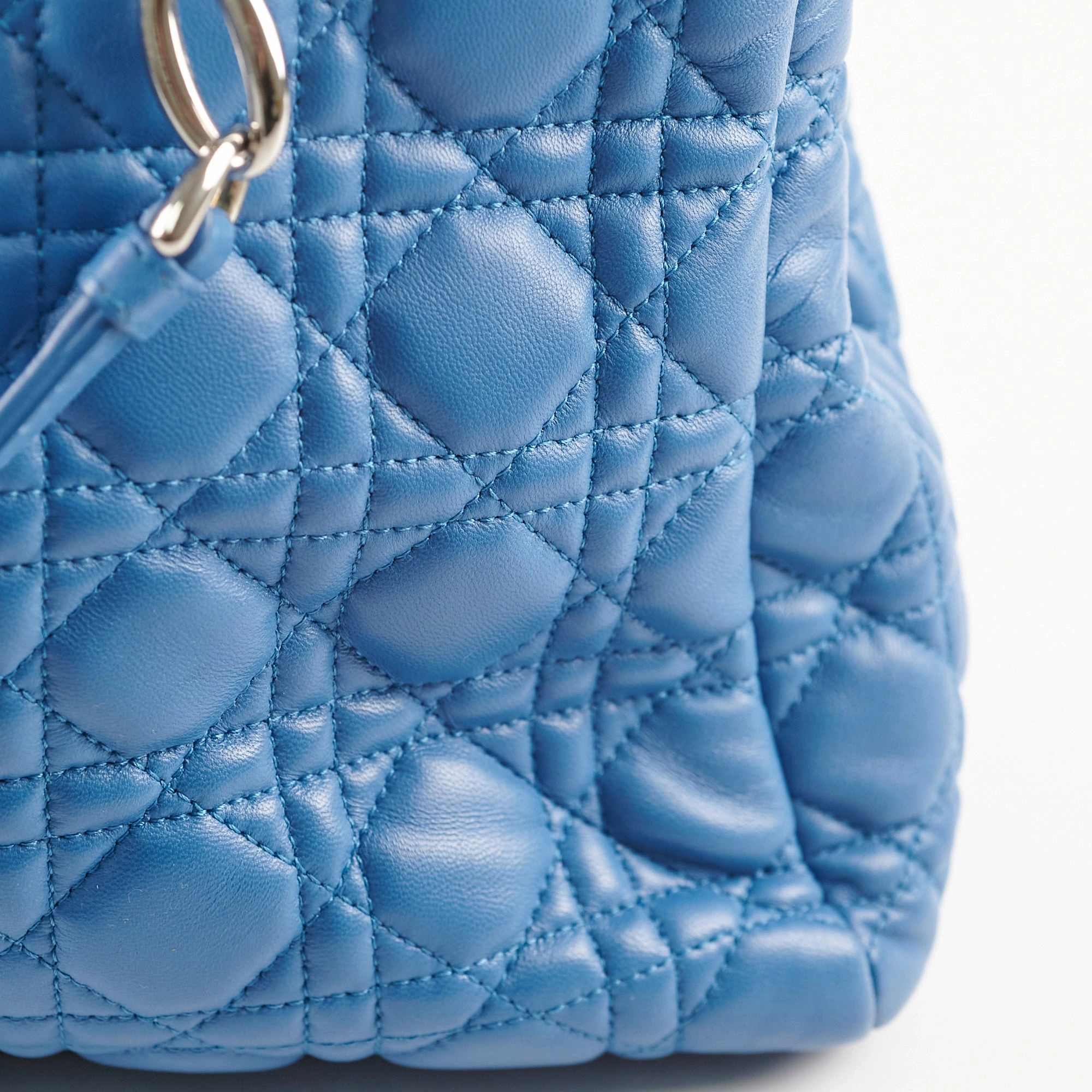 Christian Dior Cannage Leather Shopping Tote Blue
